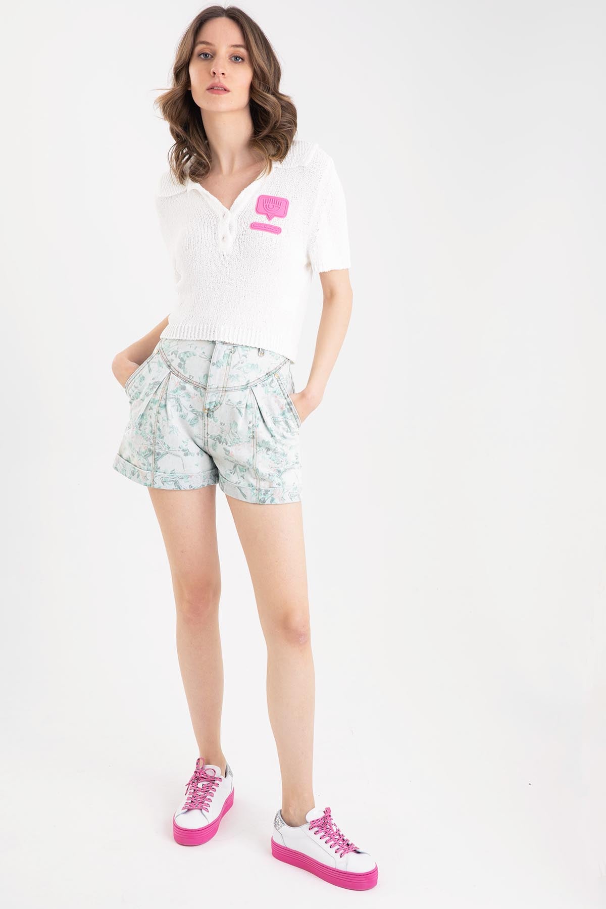 Chiara Ferragni Çiçekli Yüksek Bel Şort-Libas Trendy Fashion Store