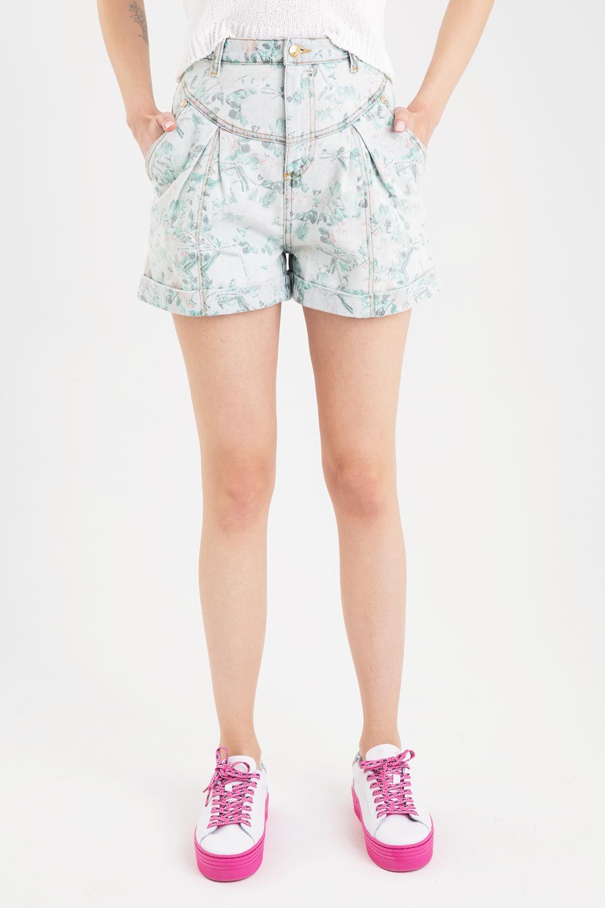 Chiara Ferragni Çiçekli Yüksek Bel Şort-Libas Trendy Fashion Store