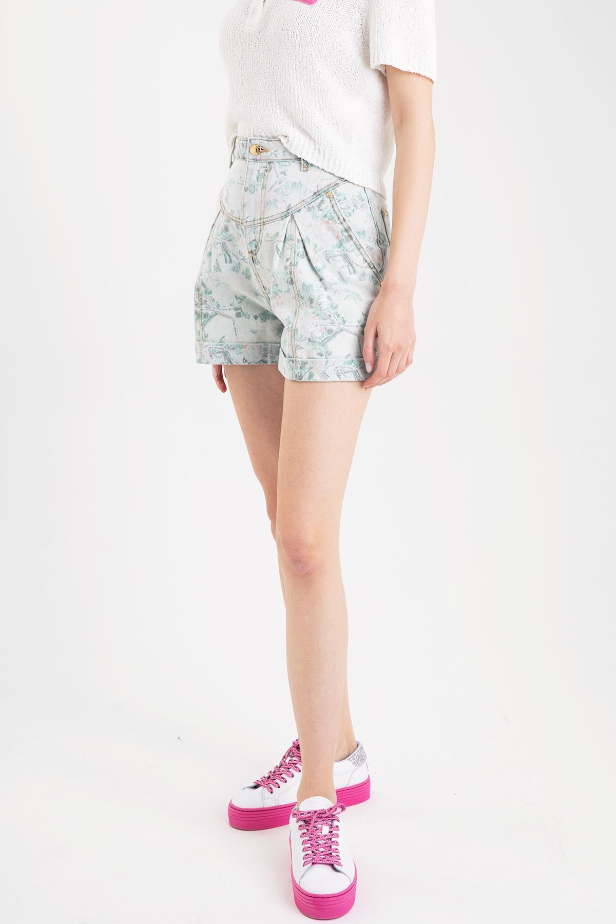 Chiara Ferragni Çiçekli Yüksek Bel Şort-Libas Trendy Fashion Store