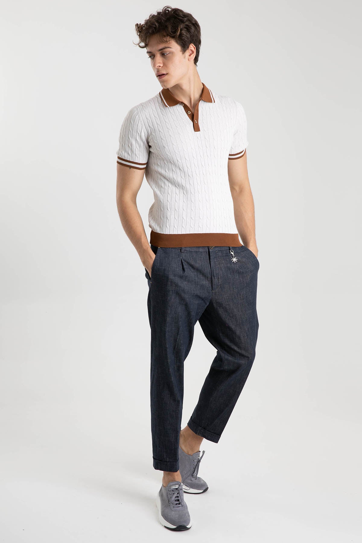Gran Sasso Saç Örgü Polo Yaka T-shirt-Libas Trendy Fashion Store