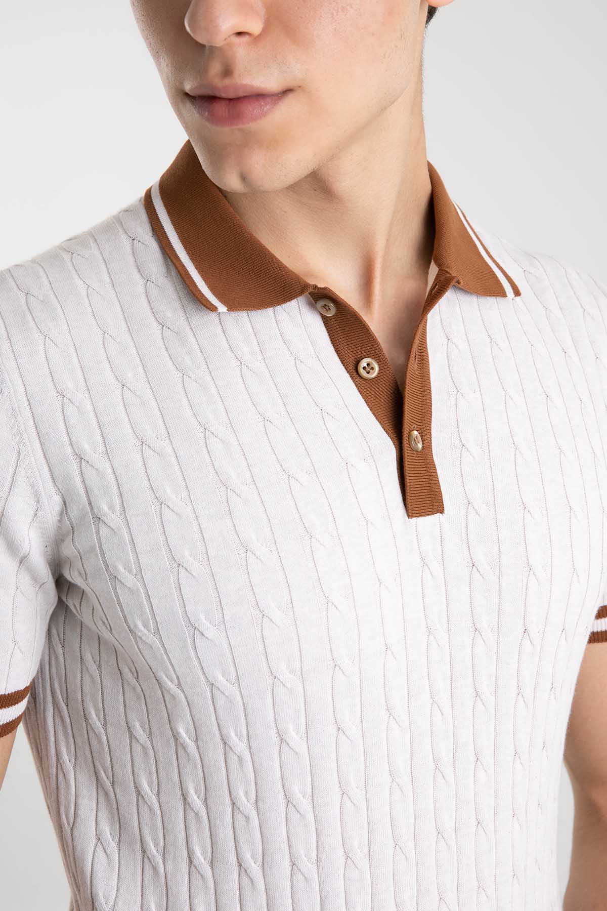 Gran Sasso Saç Örgü Polo Yaka T-shirt-Libas Trendy Fashion Store