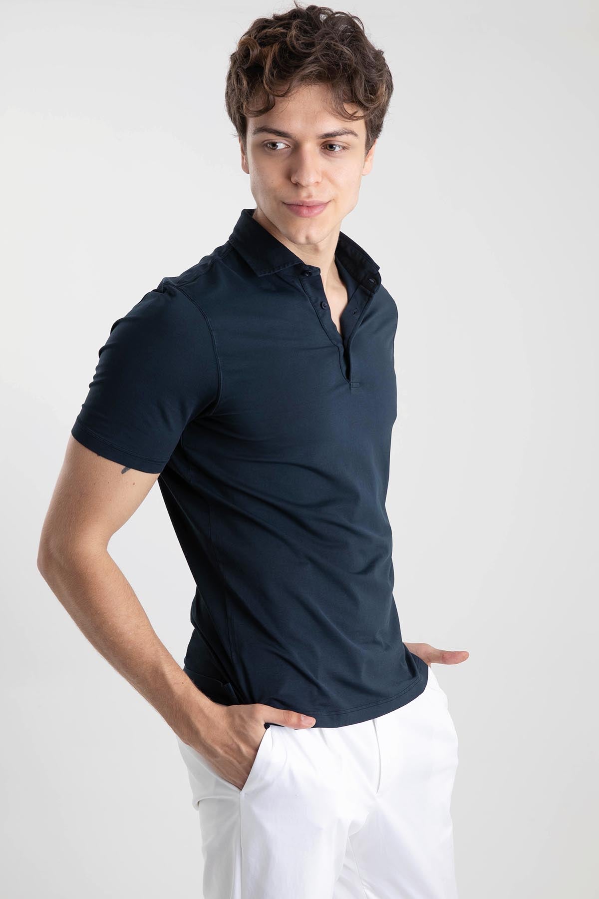 Gran Sasso Polo Yaka Streç T-shirt-Libas Trendy Fashion Store