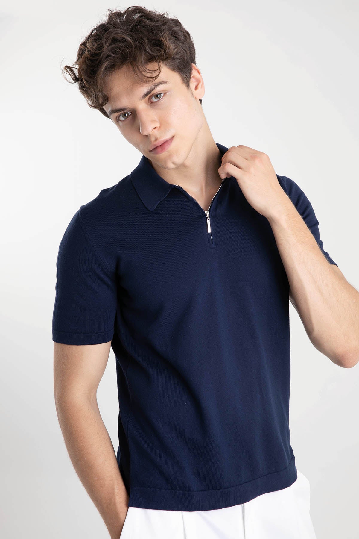 Gran Sasso Fermuarlı Polo Yaka T-shirt-Libas Trendy Fashion Store