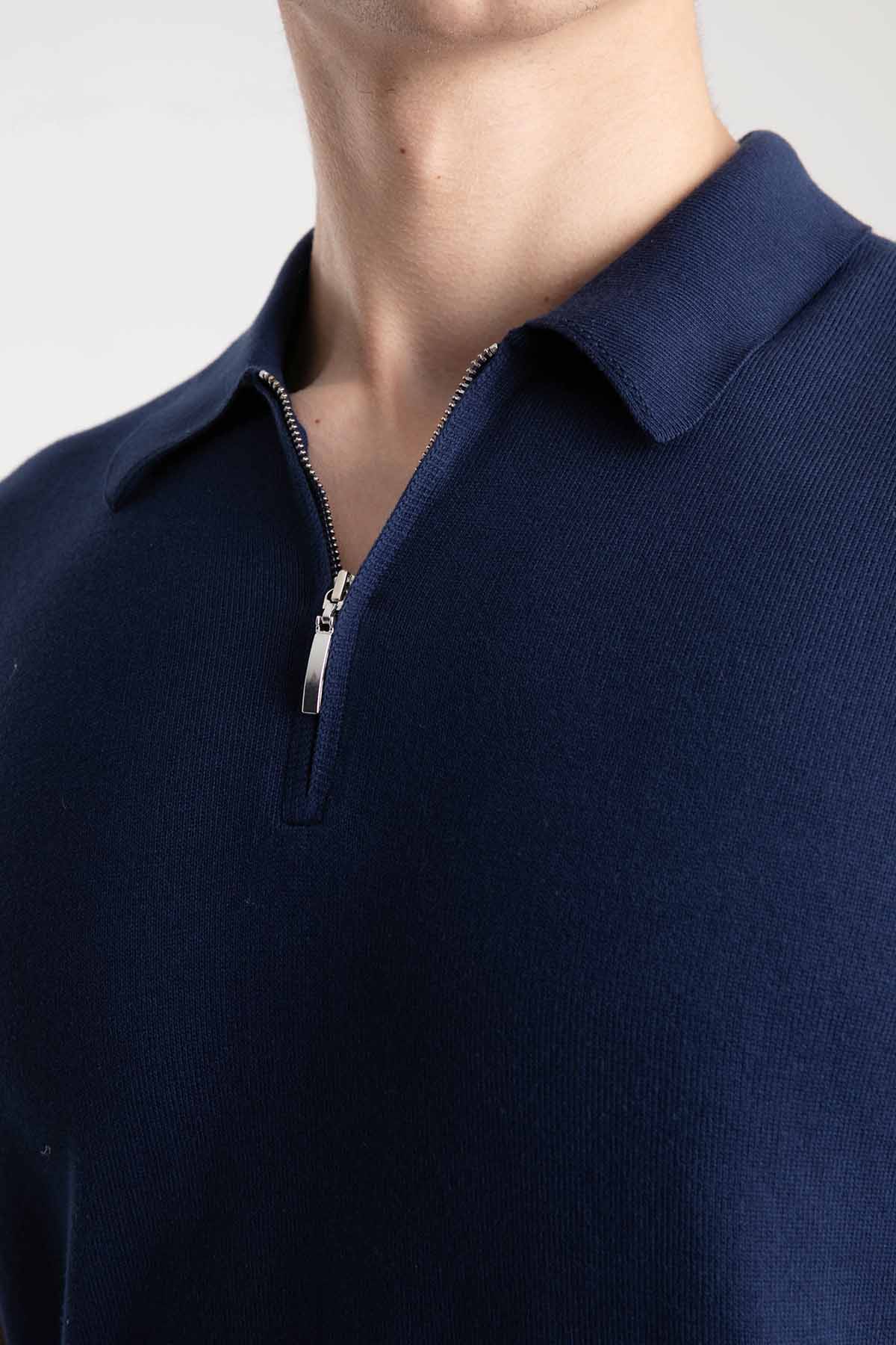 Gran Sasso Fermuarlı Polo Yaka T-shirt-Libas Trendy Fashion Store