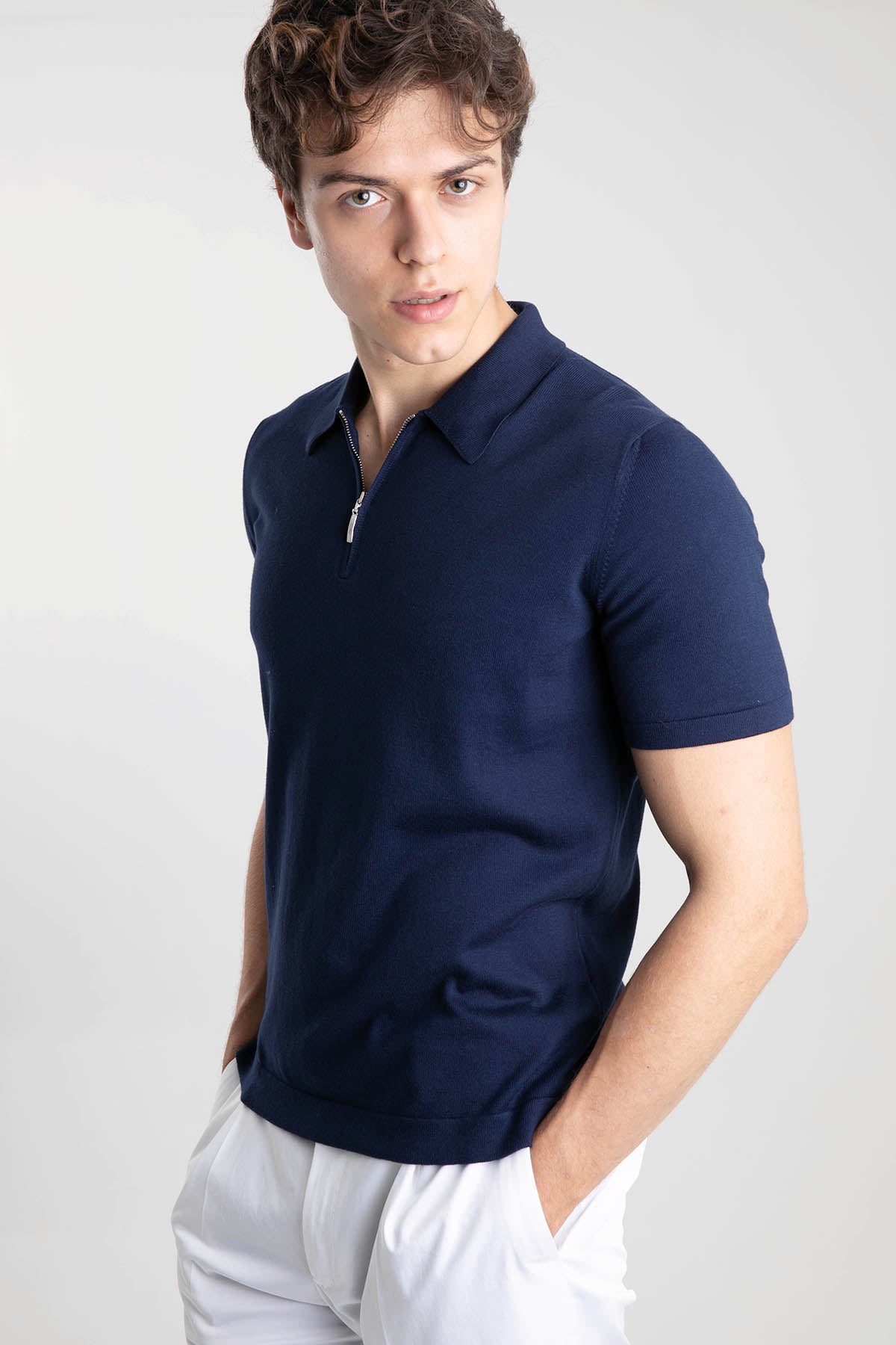 Gran Sasso Fermuarlı Polo Yaka T-shirt-Libas Trendy Fashion Store