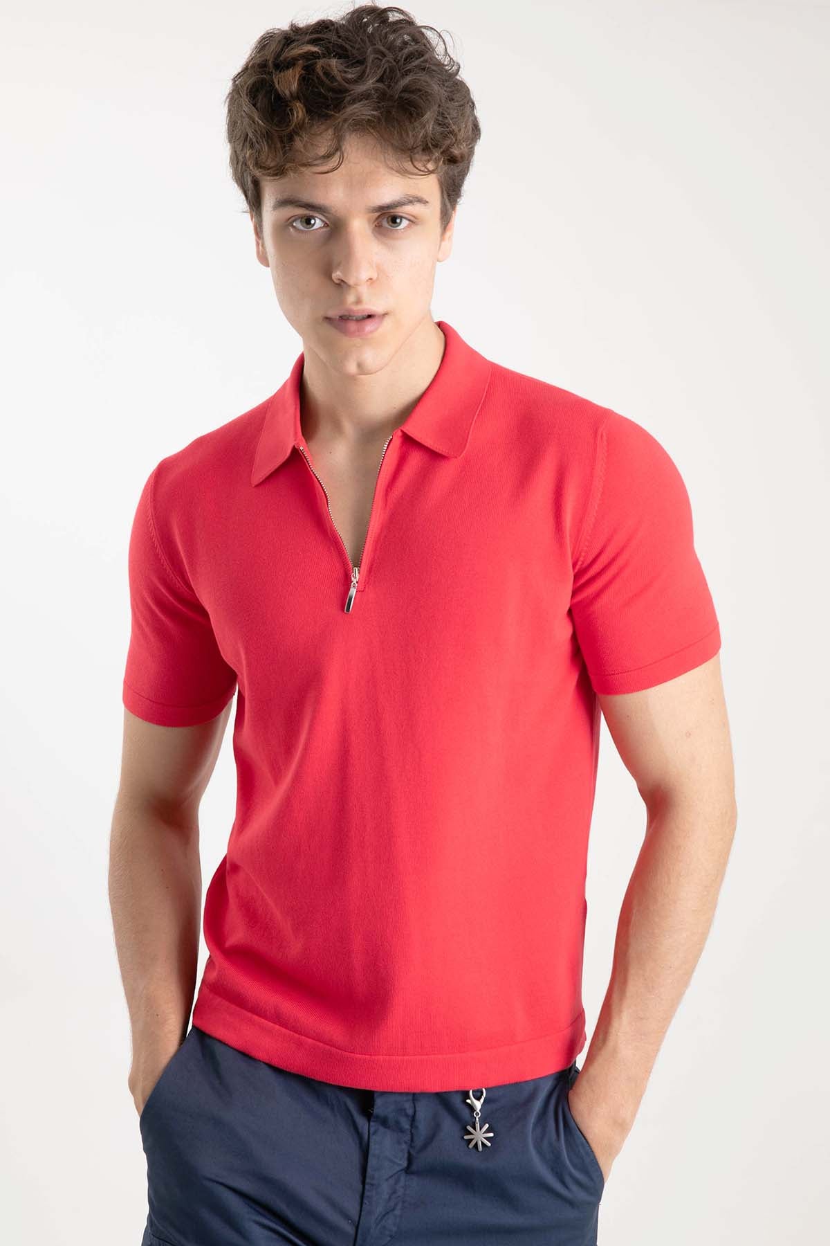 Gran Sasso Fermuarlı Polo Yaka T-shirt-Libas Trendy Fashion Store