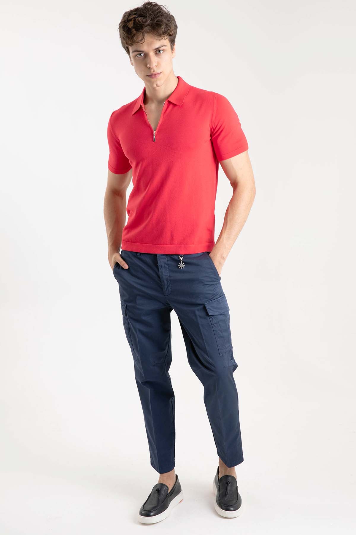 Gran Sasso Fermuarlı Polo Yaka T-shirt-Libas Trendy Fashion Store