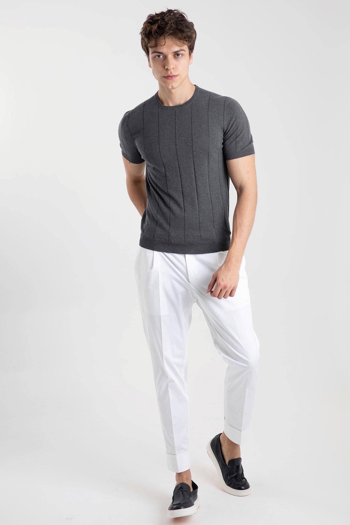 Gran Sasso Yuvarlak Yaka T-shirt-Libas Trendy Fashion Store