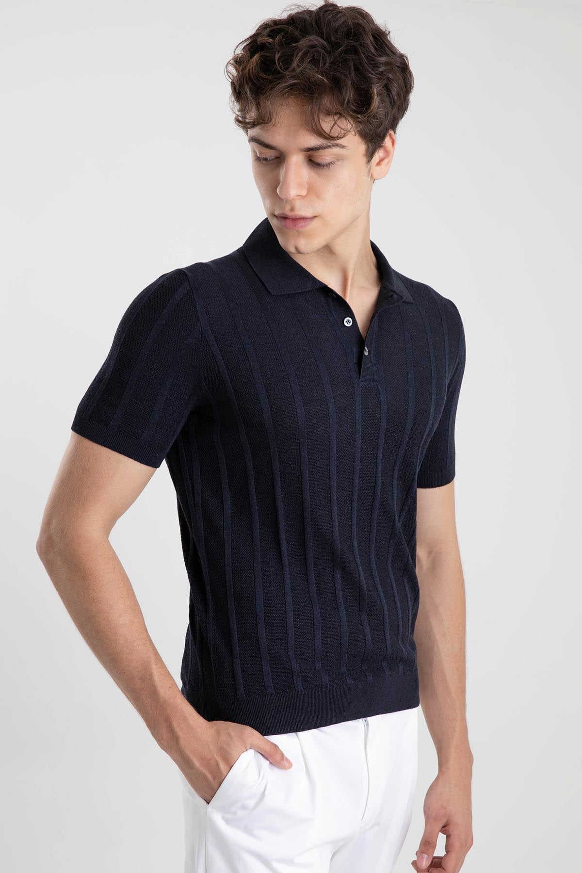 Gran Sasso Polo Yaka İpek T-shirt-Libas Trendy Fashion Store