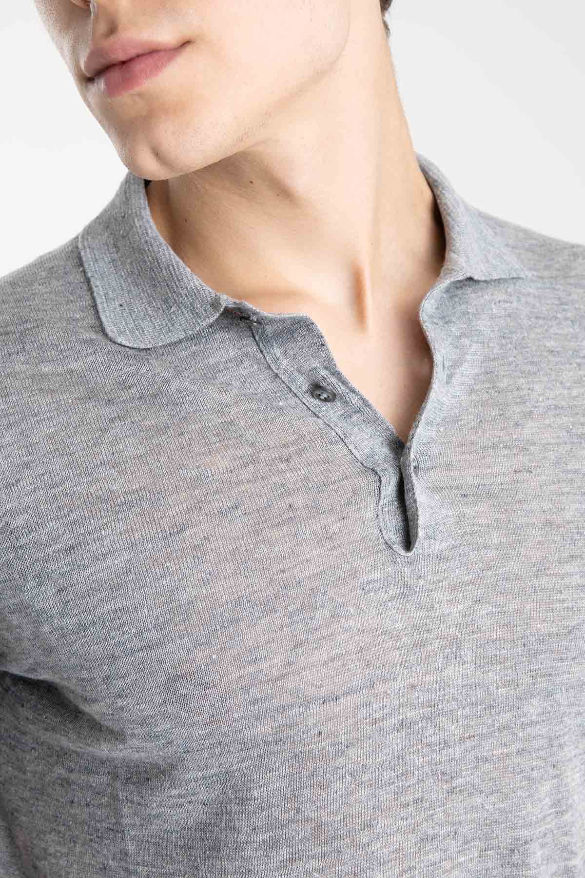 Gran Sasso Polo Yaka Keten T-shirt-Libas Trendy Fashion Store