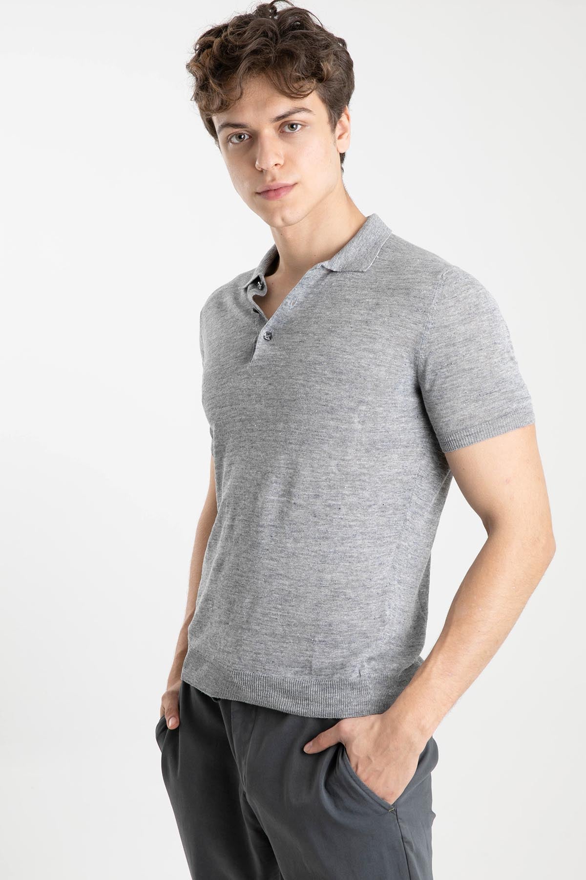 Gran Sasso Polo Yaka Keten T-shirt-Libas Trendy Fashion Store