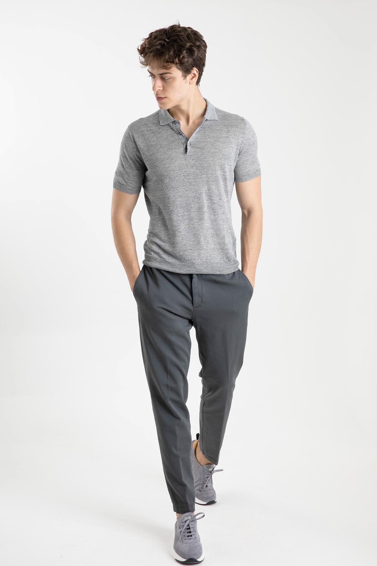 Gran Sasso Polo Yaka Keten T-shirt-Libas Trendy Fashion Store