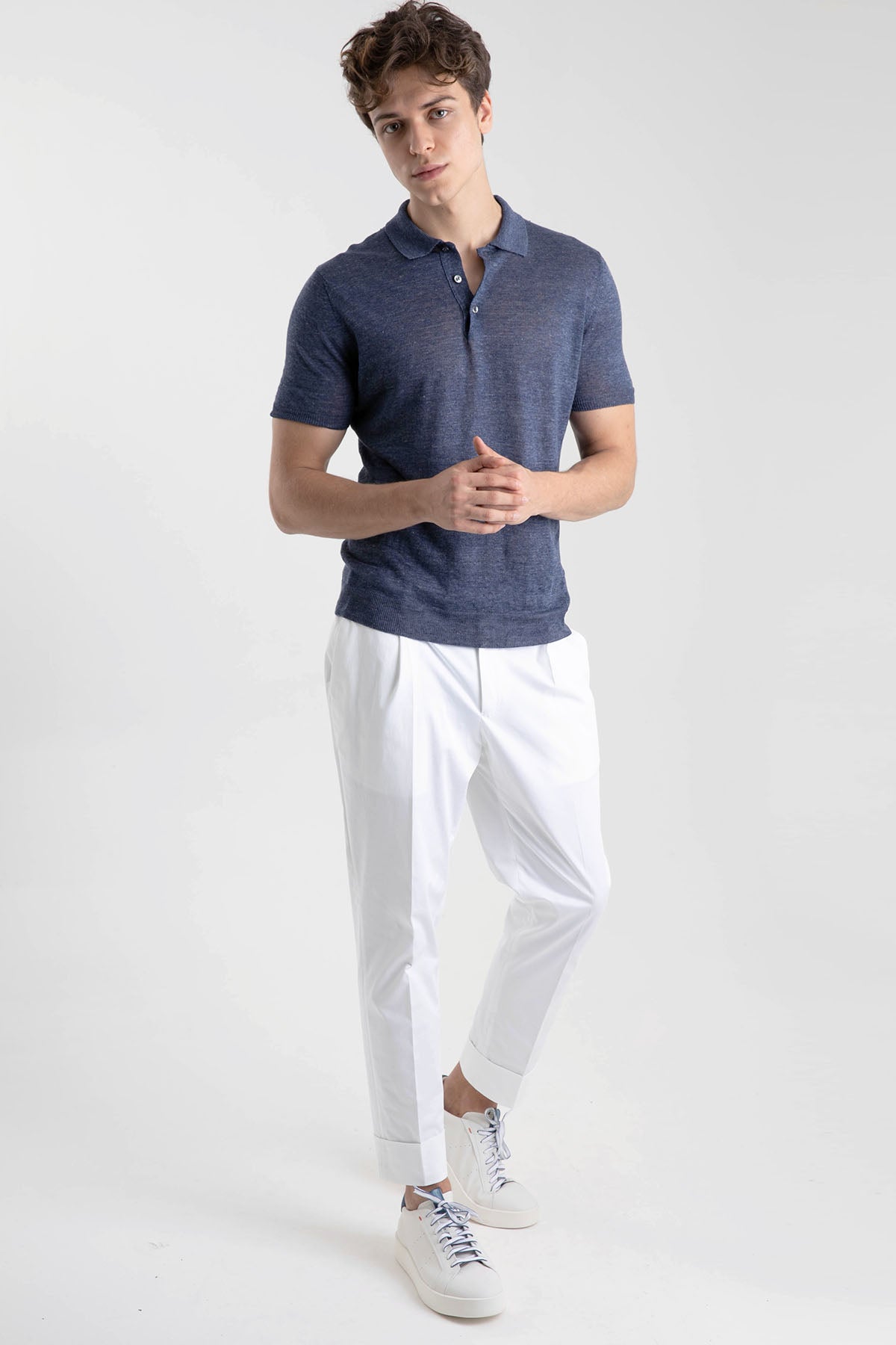 Gran Sasso Polo Yaka Keten T-shirt-Libas Trendy Fashion Store