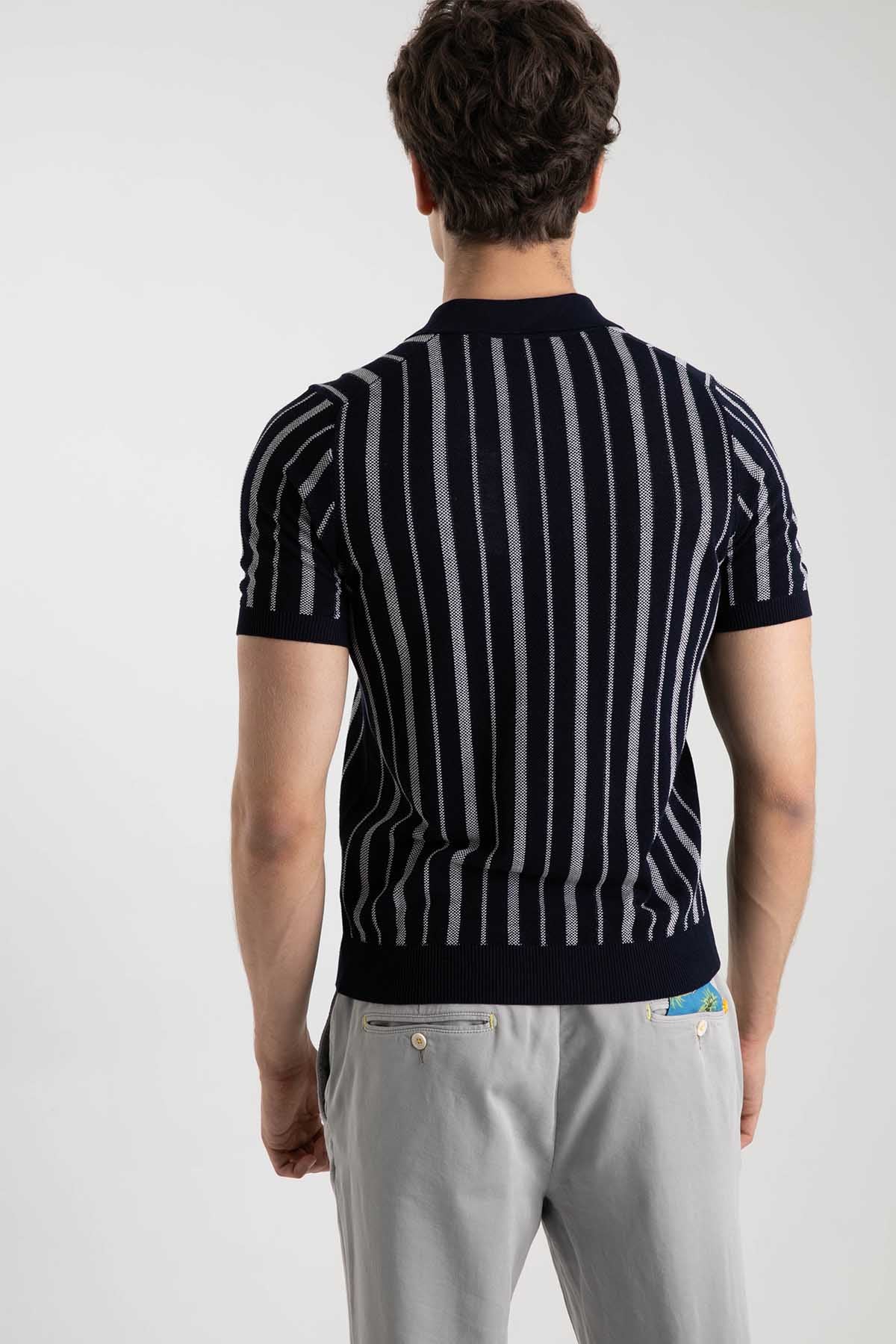 Gran Sasso Polo Yaka Marin Çizgili T-shirt-Libas Trendy Fashion Store
