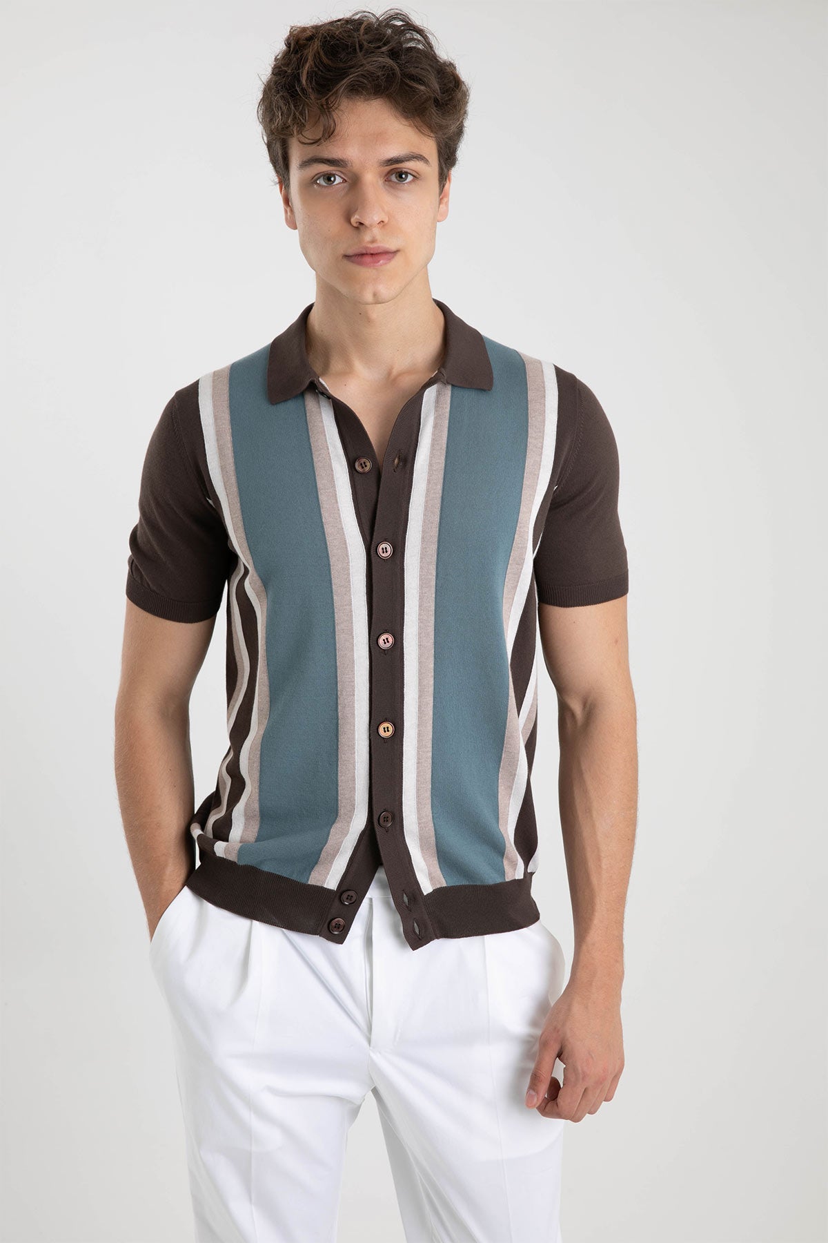 Gran Sasso Polo Yaka Kısa Kollu Triko Gömlek-Libas Trendy Fashion Store