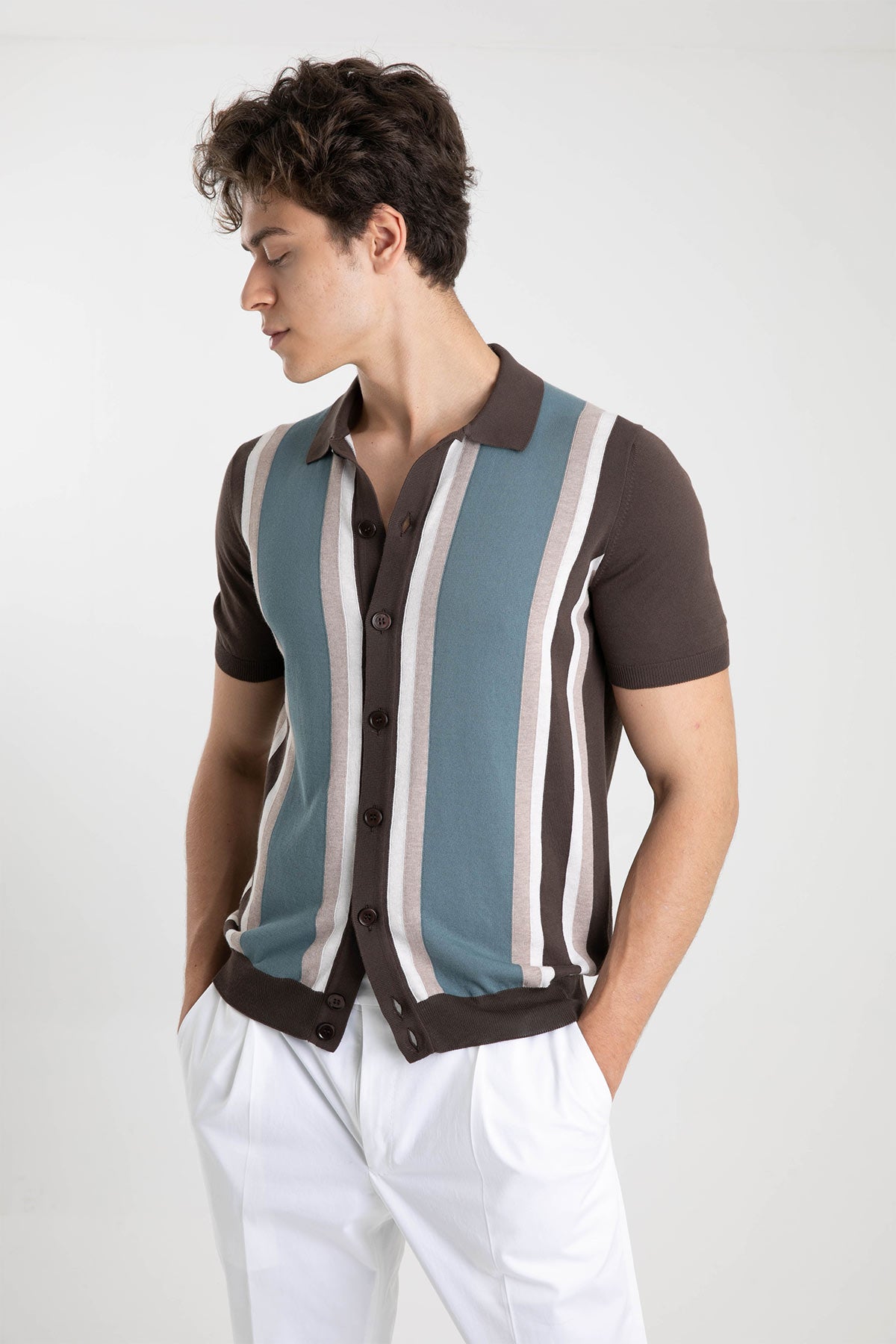 Gran Sasso Polo Yaka Kısa Kollu Triko Gömlek-Libas Trendy Fashion Store