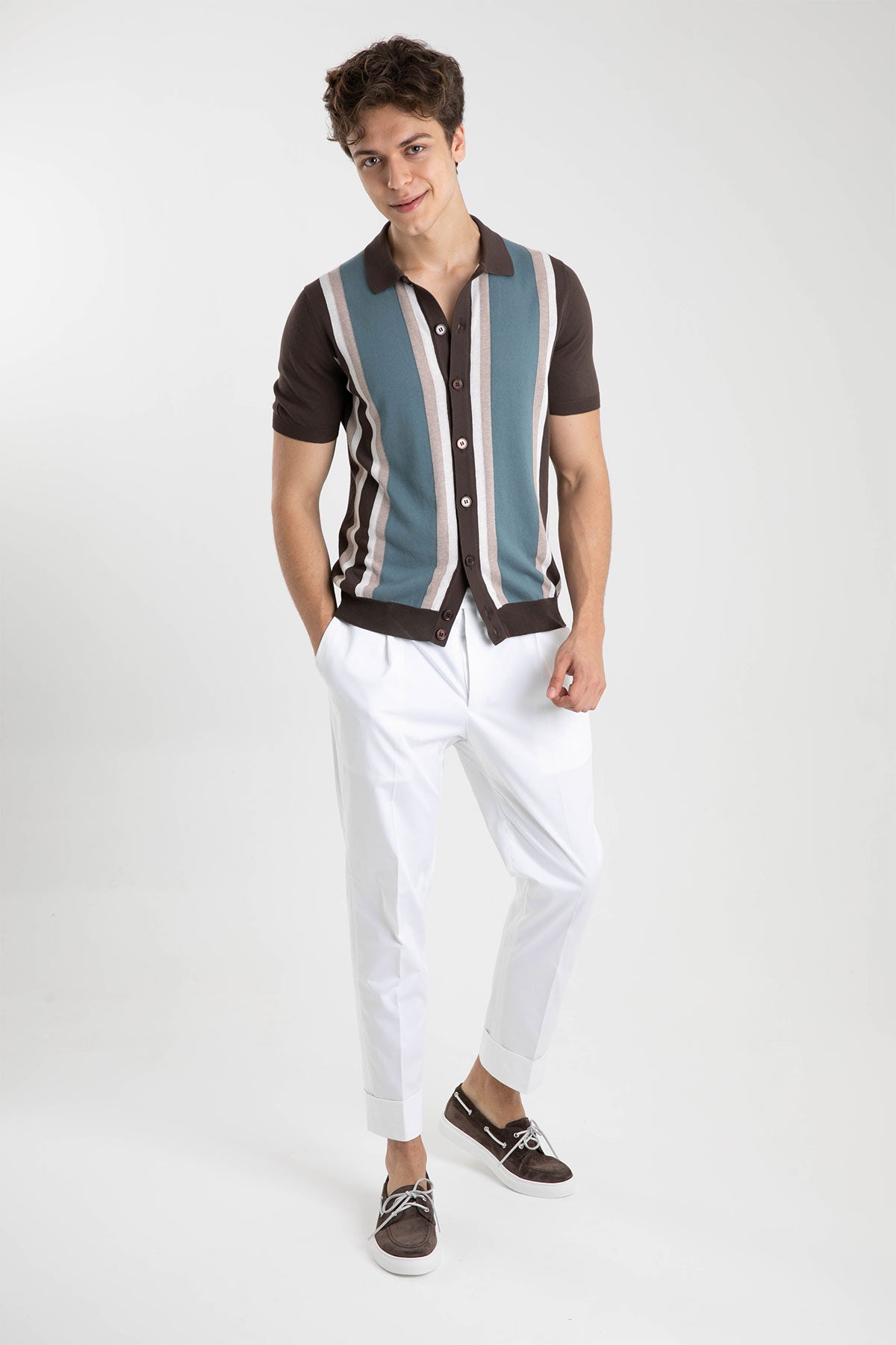 Gran Sasso Polo Yaka Kısa Kollu Triko Gömlek-Libas Trendy Fashion Store