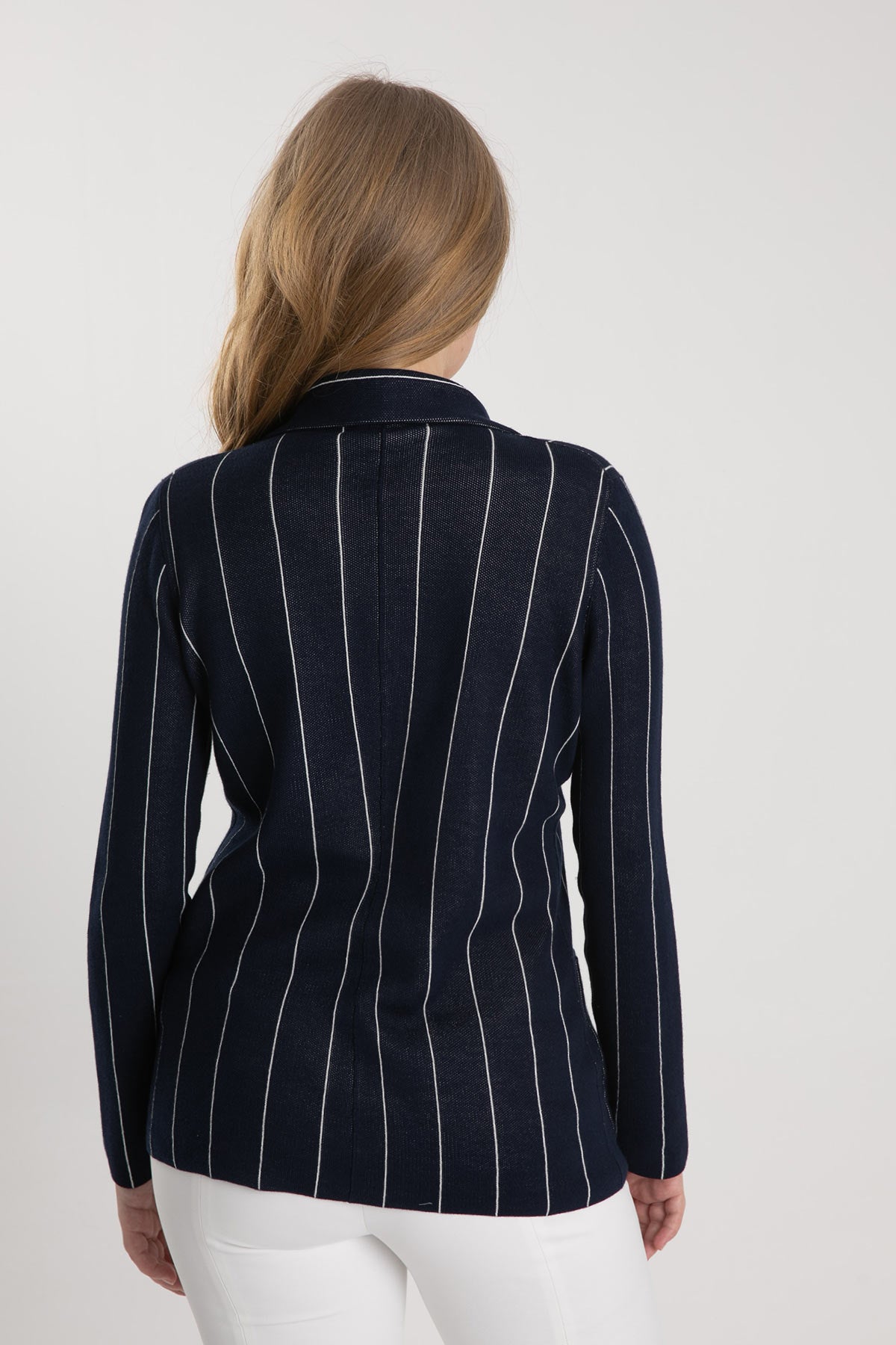 Tonet Kruvaze Çizgili Marin Ceket-Libas Trendy Fashion Store