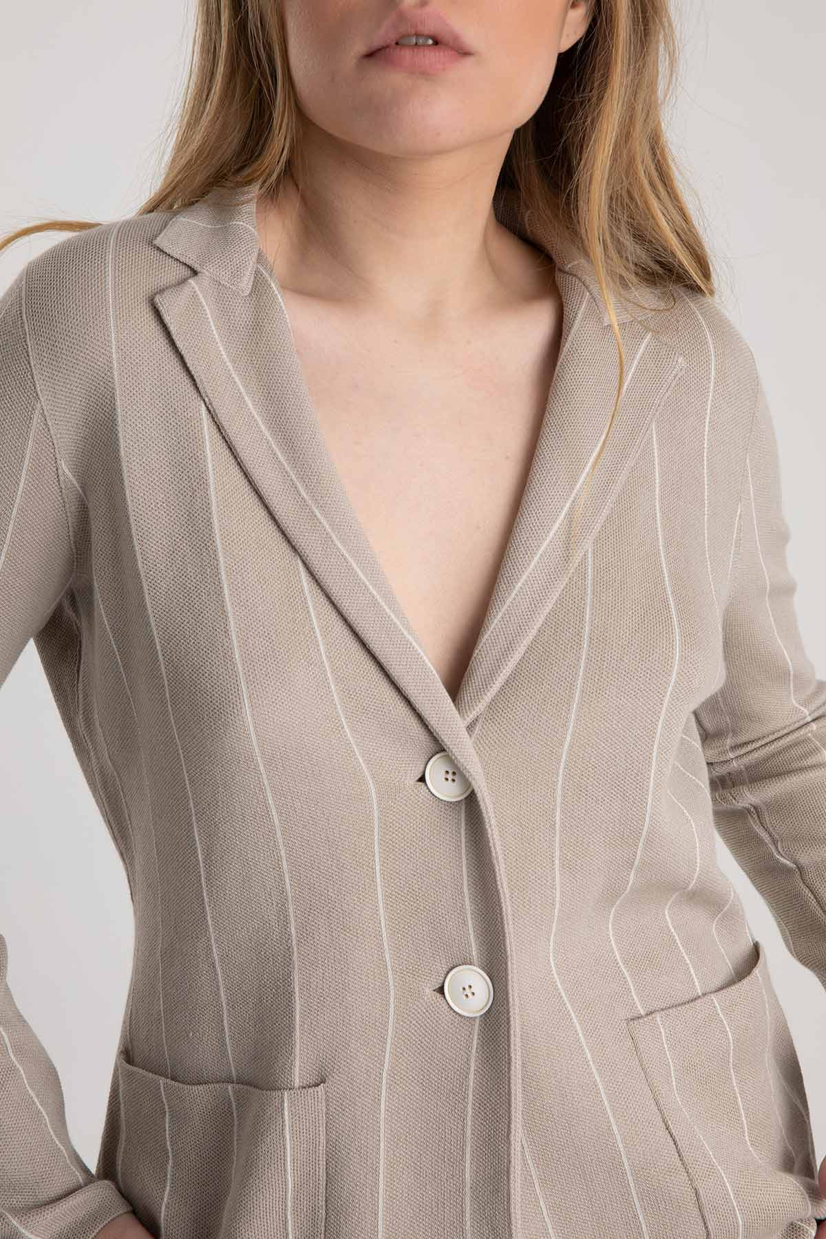 Tonet Çizgili Spor Cepli Ceket-Libas Trendy Fashion Store