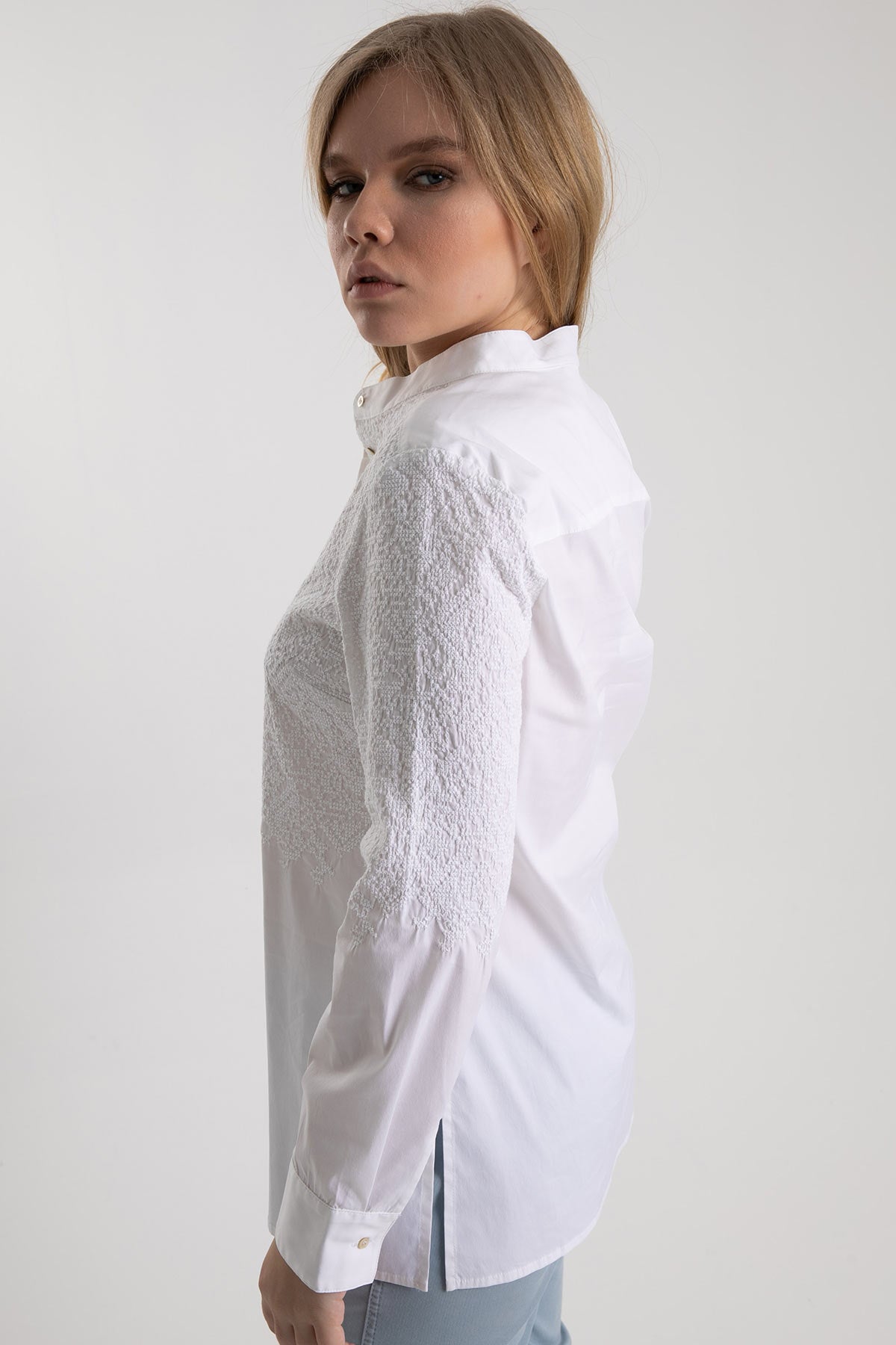 Tonet Nakış Kabartmalı Hakim Yaka Gömlek-Libas Trendy Fashion Store