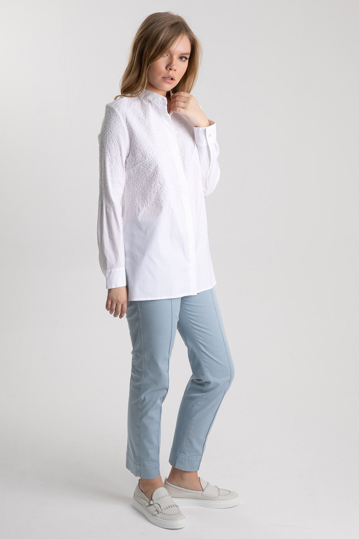 Tonet Nakış Kabartmalı Hakim Yaka Gömlek-Libas Trendy Fashion Store