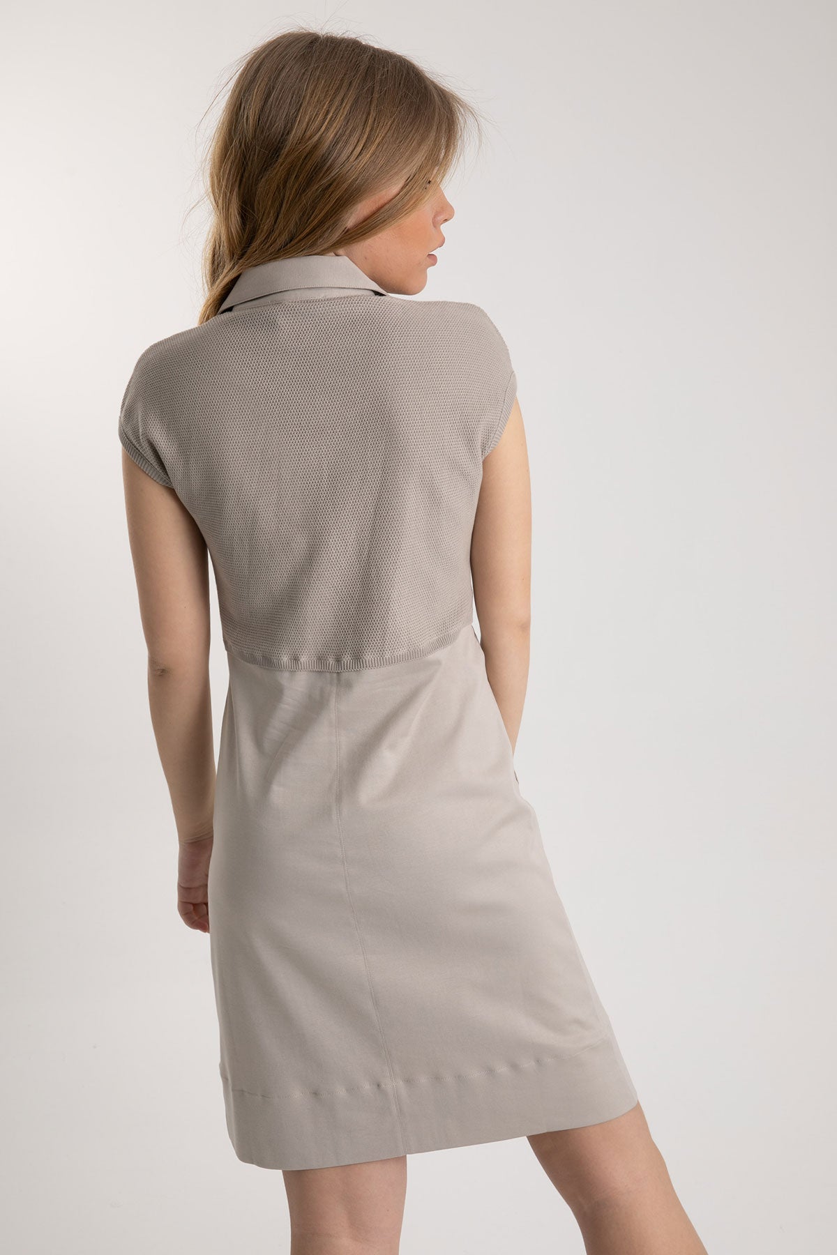 Tonet Fermuarlı Yaka Diz Üstü Elbise-Libas Trendy Fashion Store