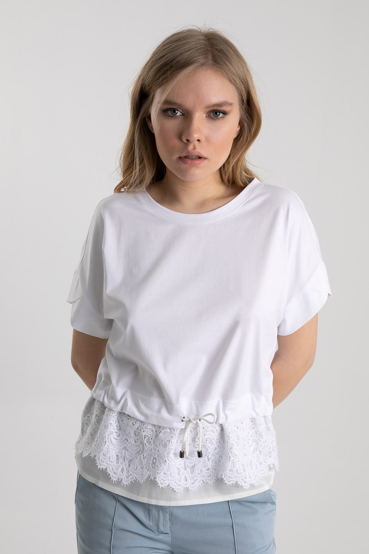 Tonet Dantel Detaylı Belden Büzgülü Bluz-Libas Trendy Fashion Store