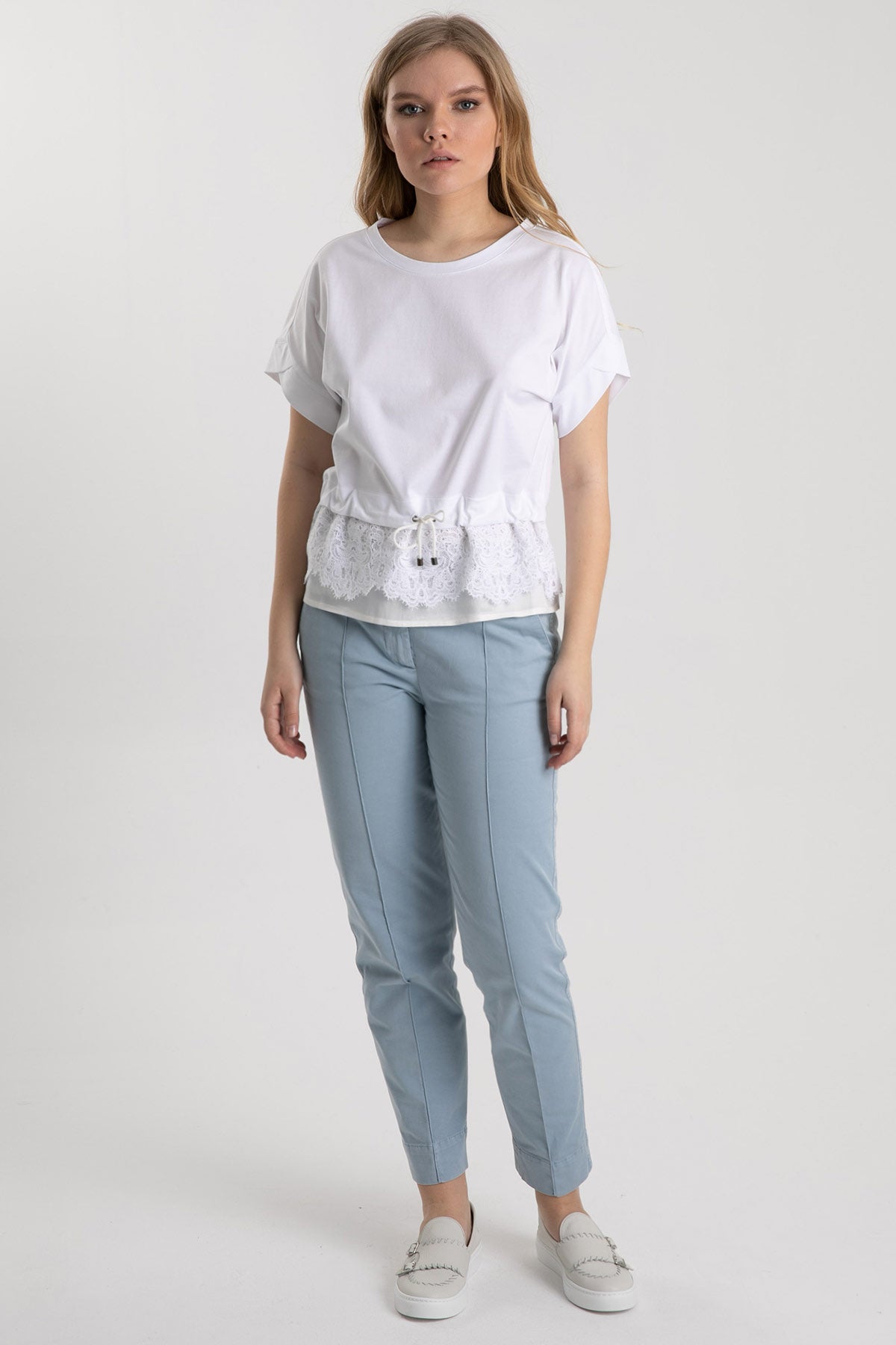 Tonet Dantel Detaylı Belden Büzgülü Bluz-Libas Trendy Fashion Store
