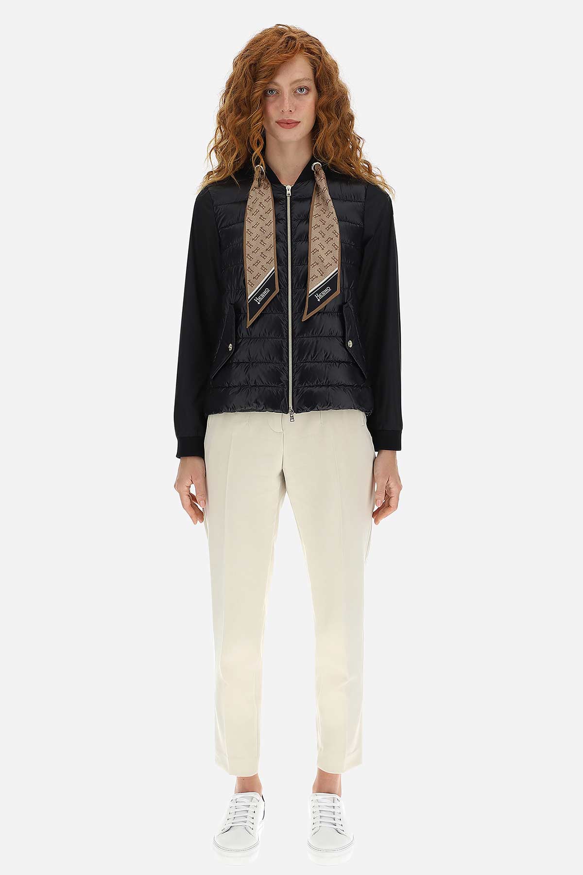 Herno İpek Monogram Fularlı Ceket Mont-Libas Trendy Fashion Store