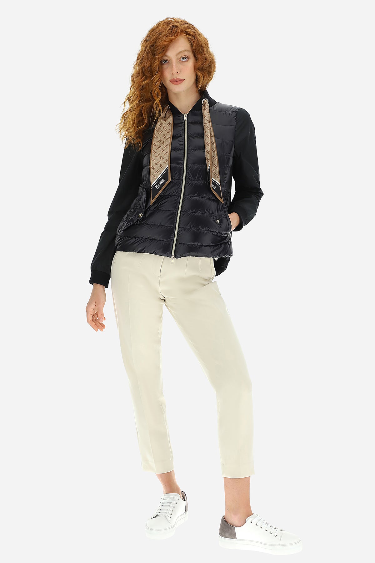 Herno İpek Monogram Fularlı Ceket Mont-Libas Trendy Fashion Store