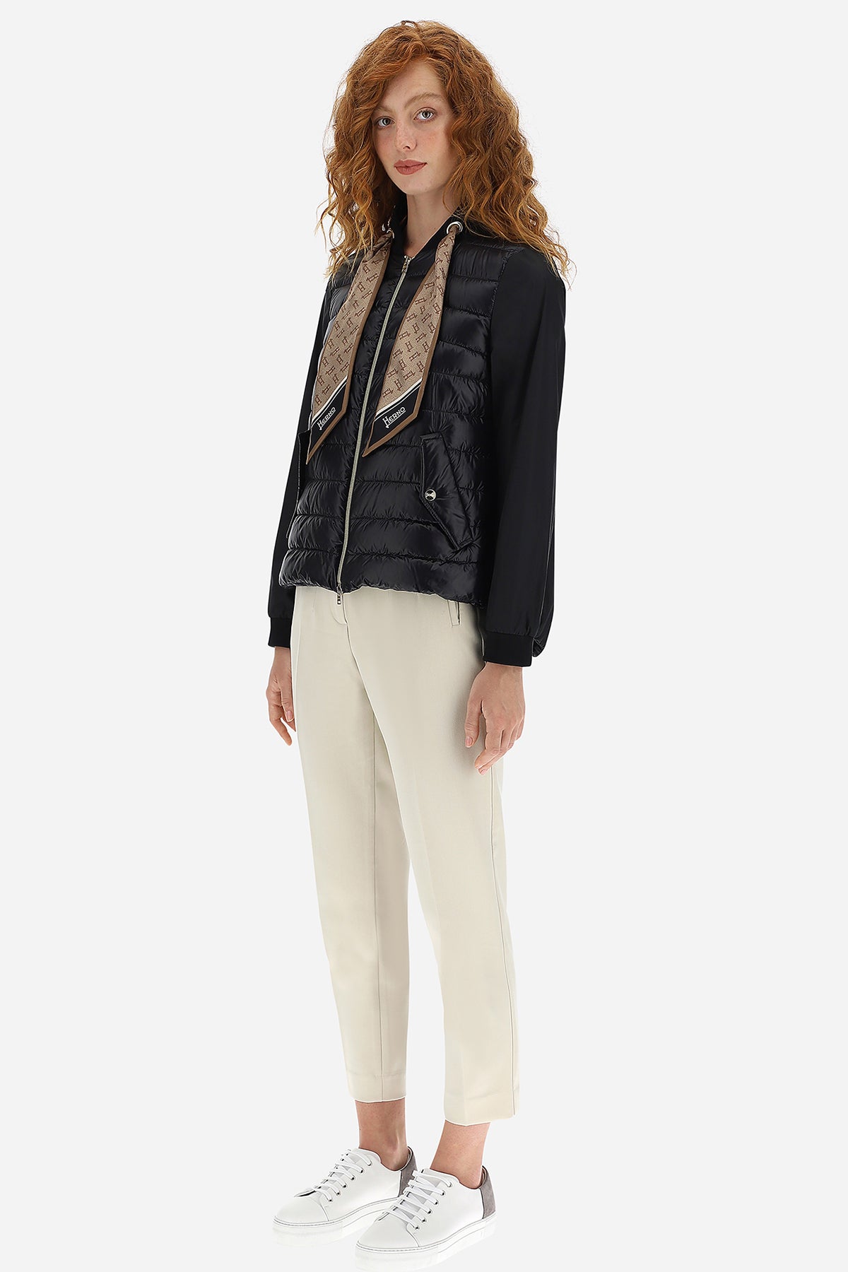 Herno İpek Monogram Fularlı Ceket Mont-Libas Trendy Fashion Store