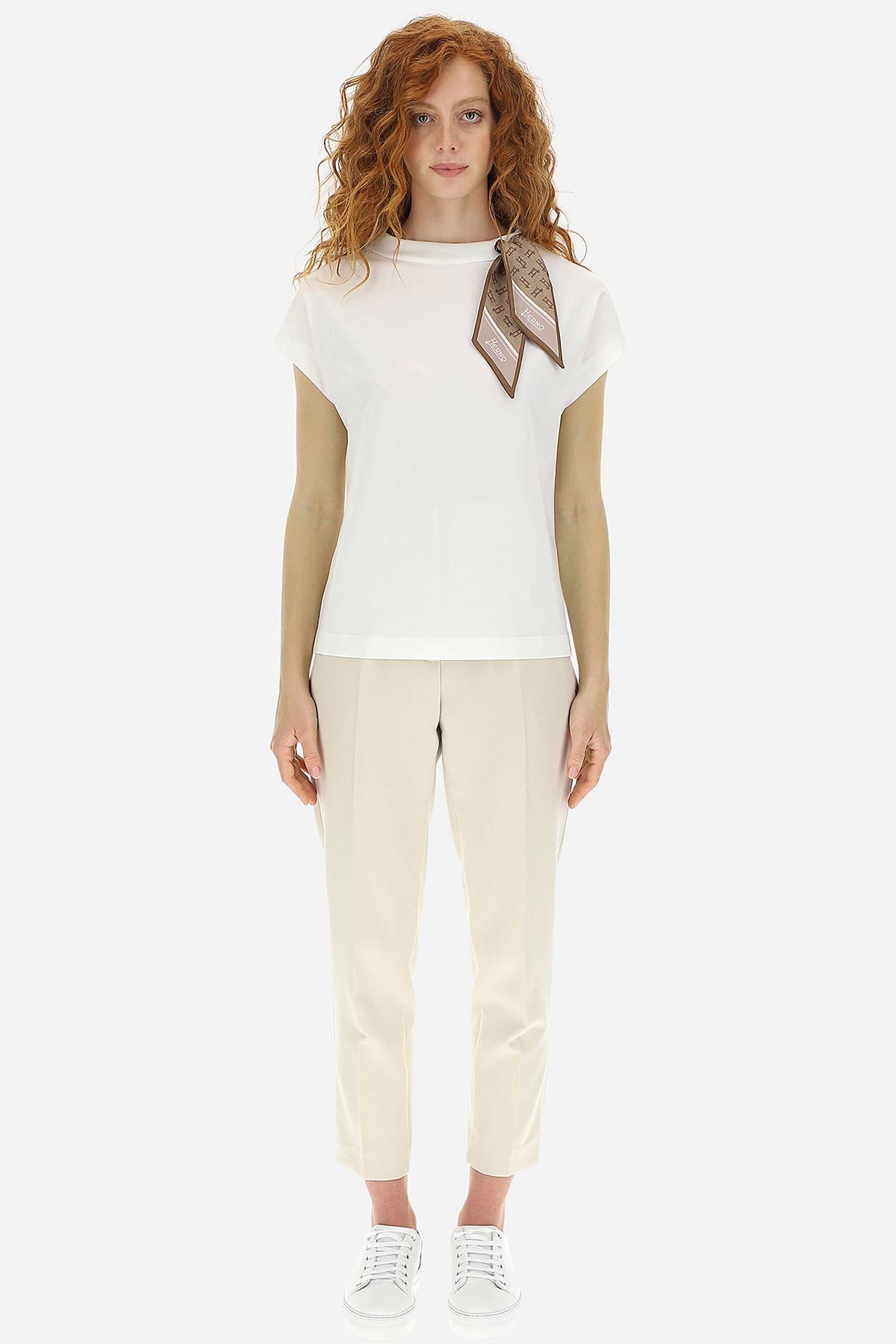 Herno İpek Monogram Fularlı T-Shirt-Libas Trendy Fashion Store