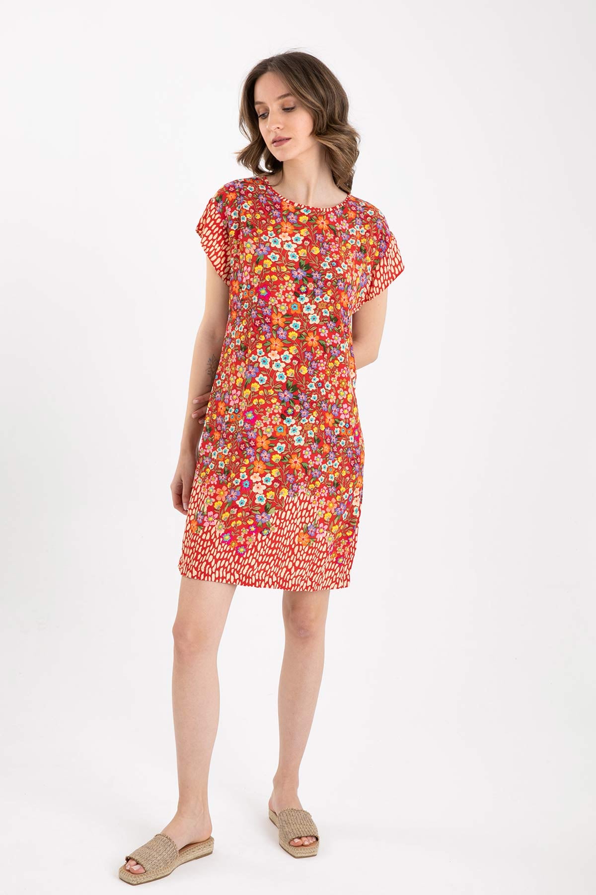 Rene Derhy Diz Üstü Desenli Elbise-Libas Trendy Fashion Store
