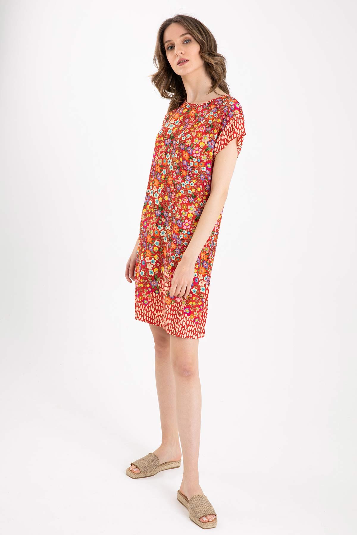 Rene Derhy Diz Üstü Desenli Elbise-Libas Trendy Fashion Store