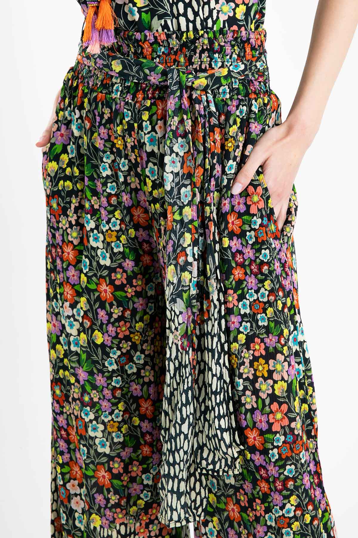 Rene Derhy Çiçek Desenli Geniş Paça Pantolon-Libas Trendy Fashion Store