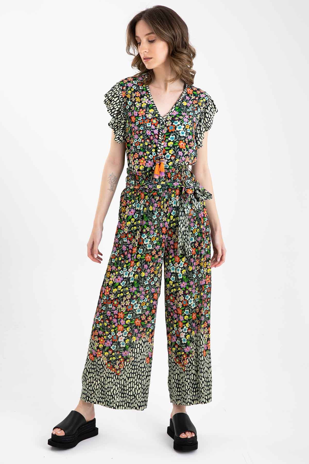 Rene Derhy Çiçek Desenli Geniş Paça Pantolon-Libas Trendy Fashion Store