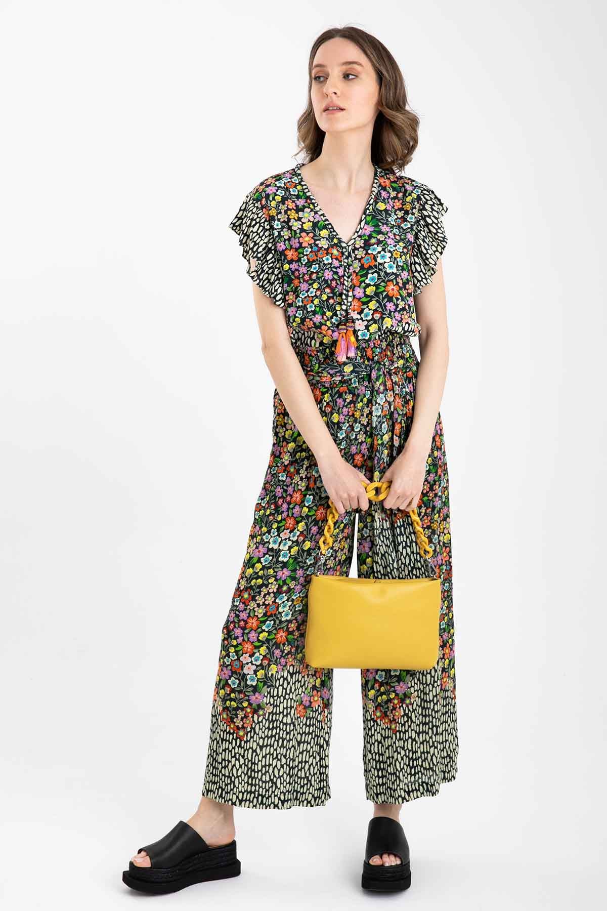 Rene Derhy V Yaka Fırfırlı Bluz-Libas Trendy Fashion Store