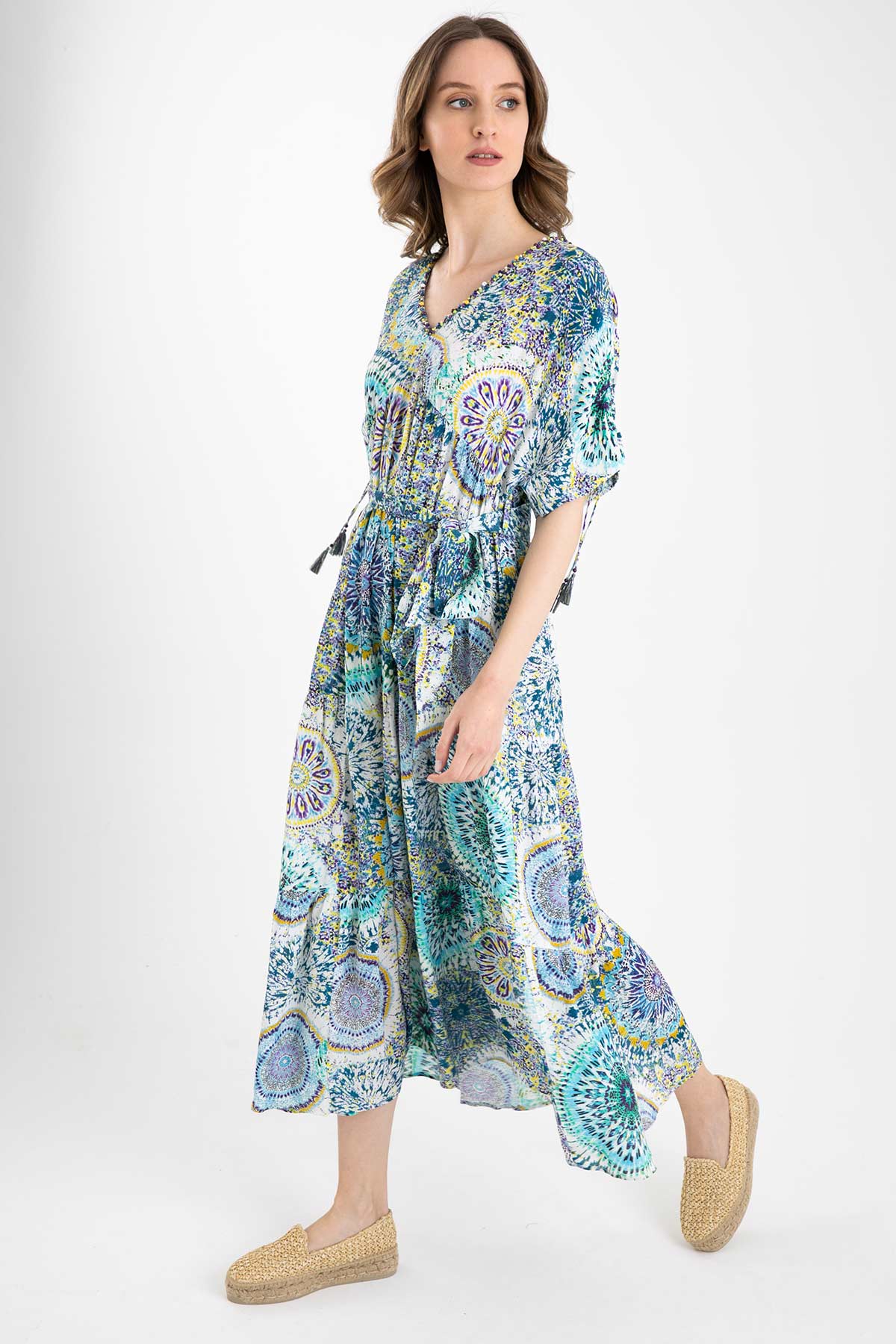 Rene Derhy Belden Kuşaklı Maxi Elbise-Libas Trendy Fashion Store