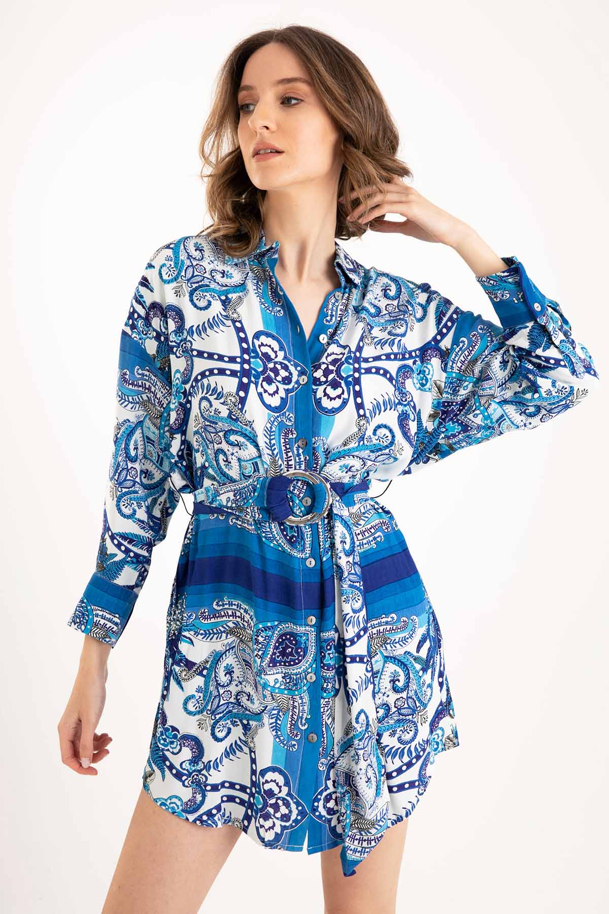 Rene Derhy Belden Kemerli Mini Elbise-Libas Trendy Fashion Store