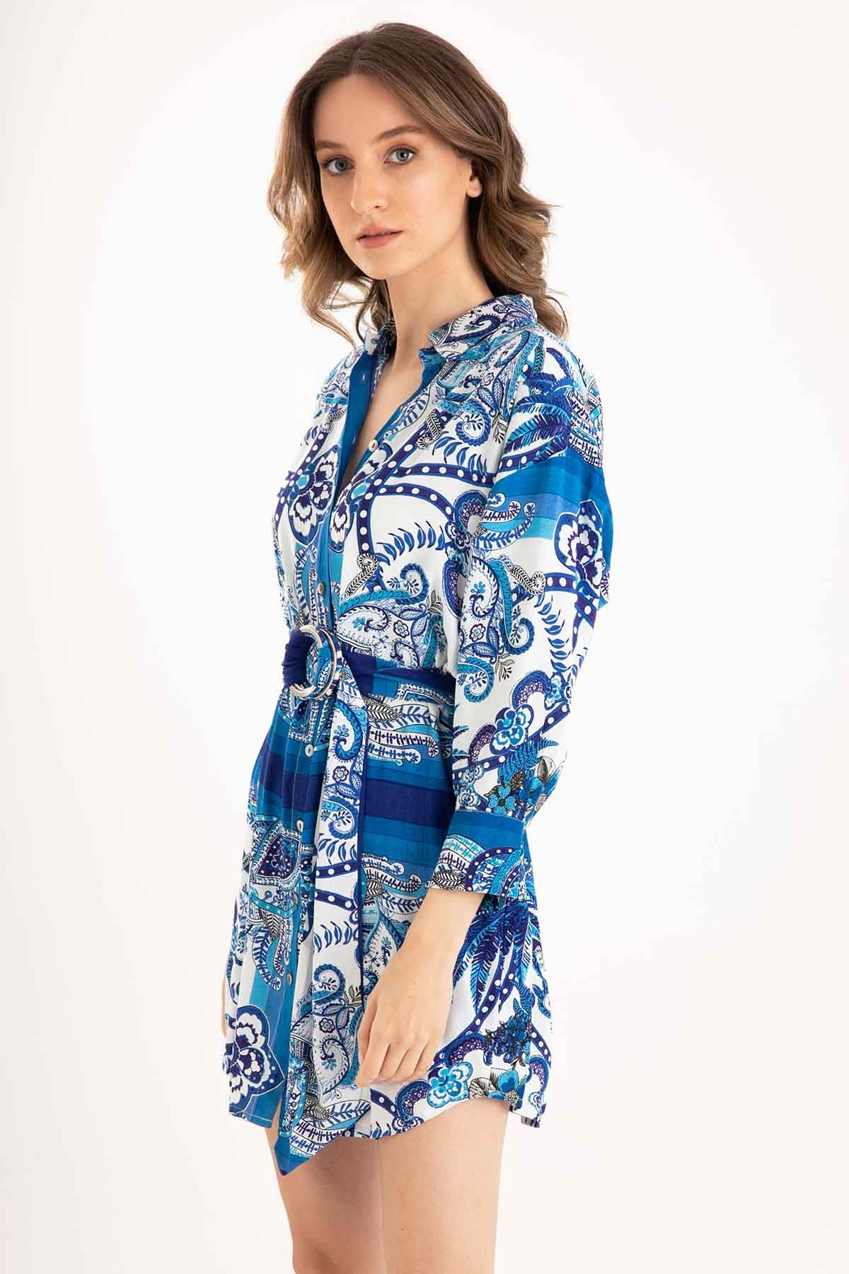 Rene Derhy Belden Kemerli Mini Elbise-Libas Trendy Fashion Store