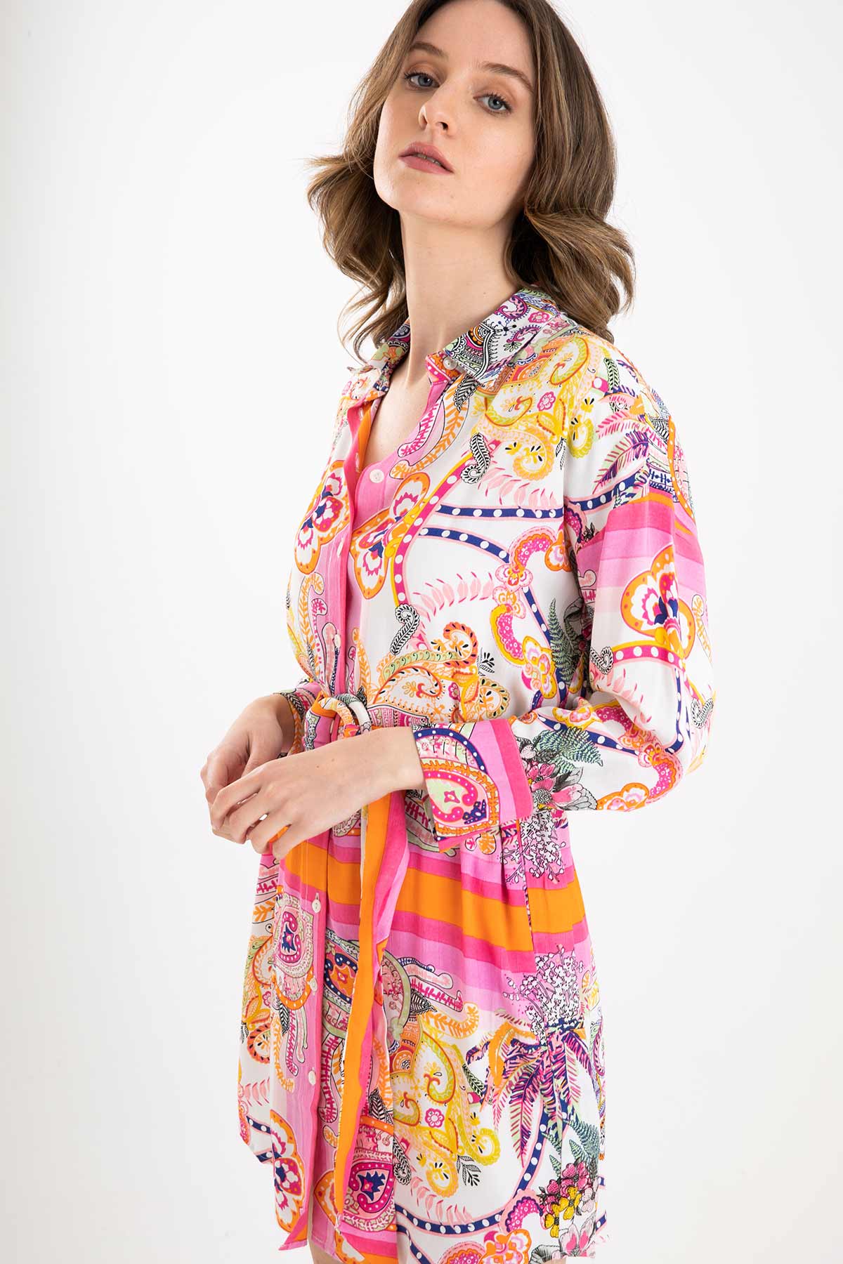 Rene Derhy Belden Kemerli Mini Elbise-Libas Trendy Fashion Store