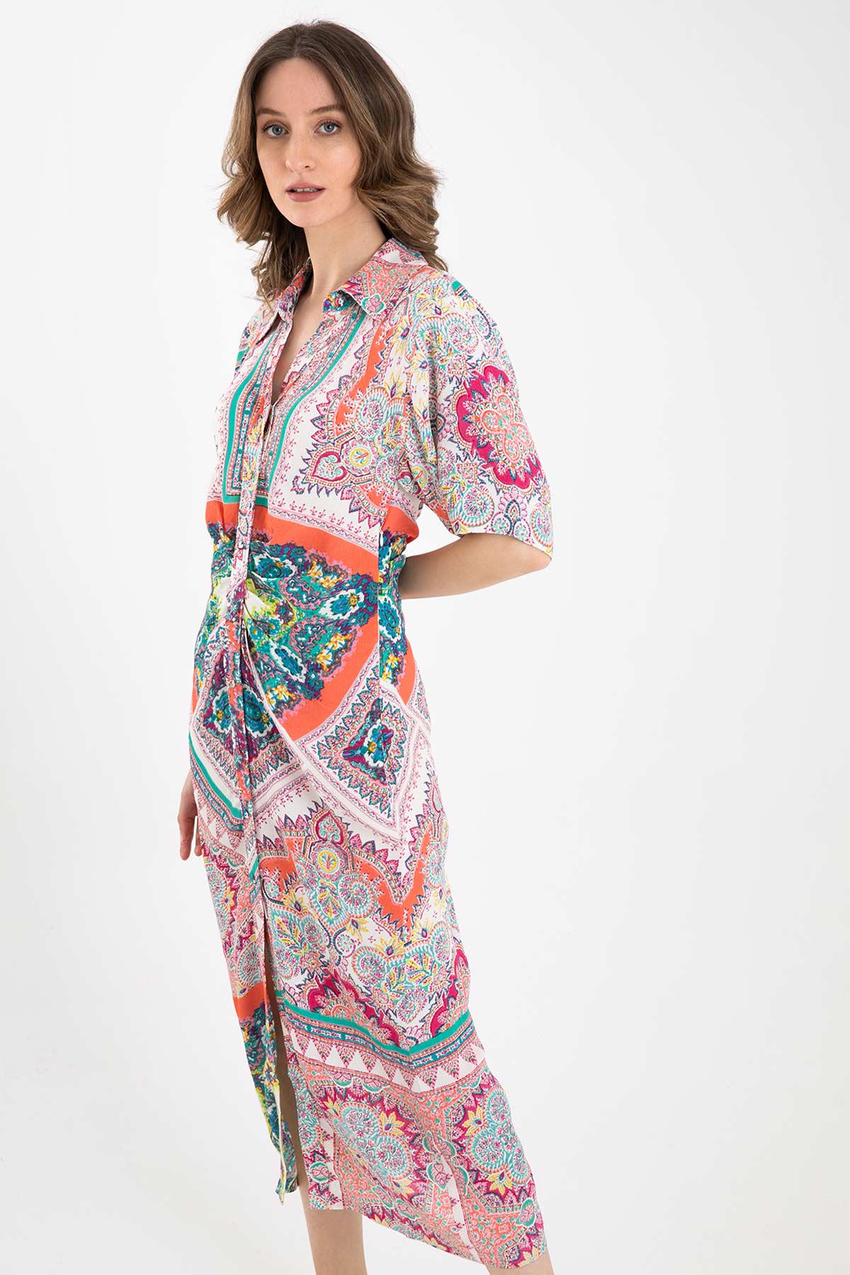 Rene Derhy Desenli Maxi Elbise-Libas Trendy Fashion Store