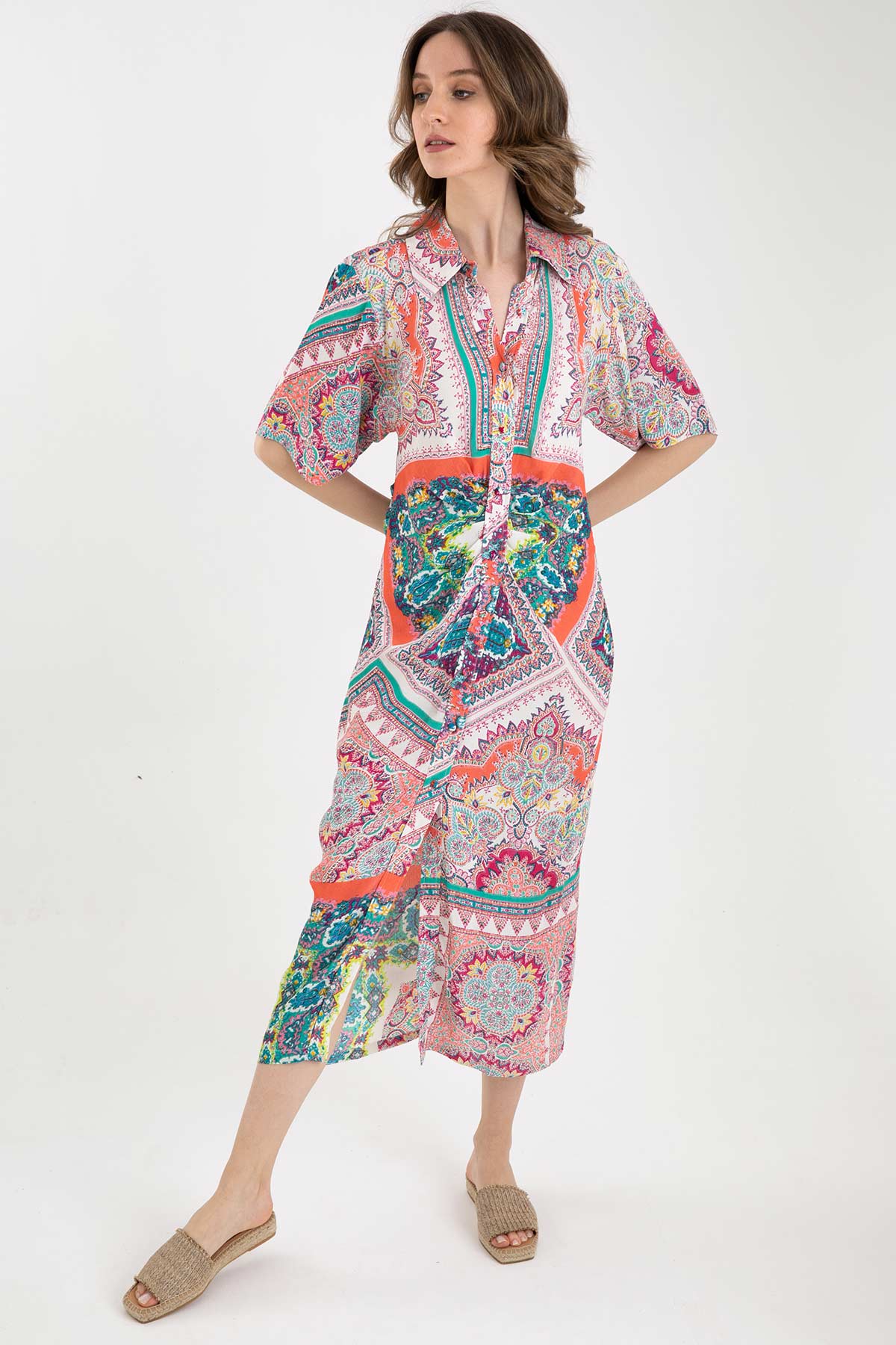 Rene Derhy Desenli Maxi Elbise-Libas Trendy Fashion Store