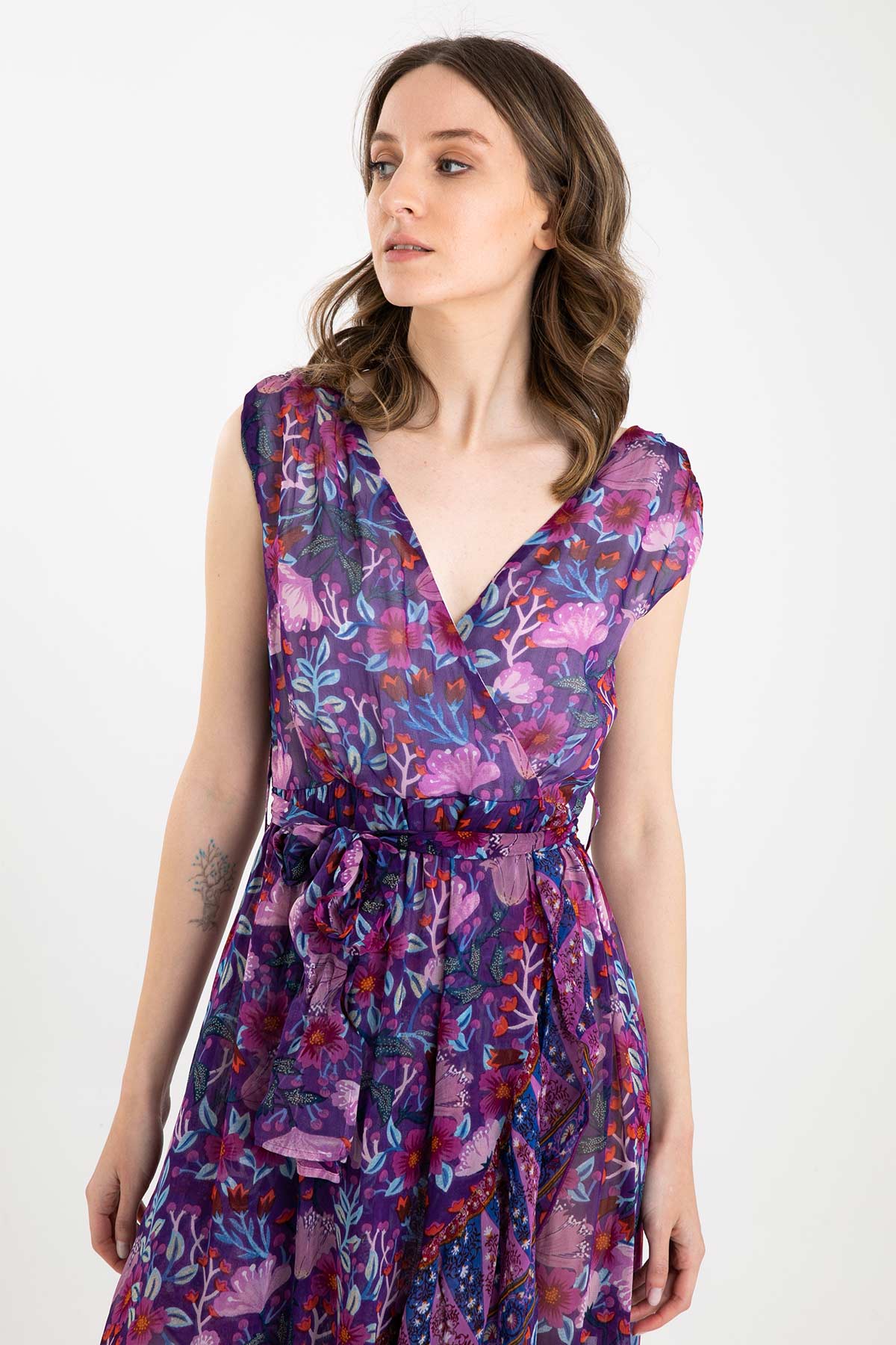 Rene Derhy Belden Kuşaklı Kruvaze Elbise-Libas Trendy Fashion Store