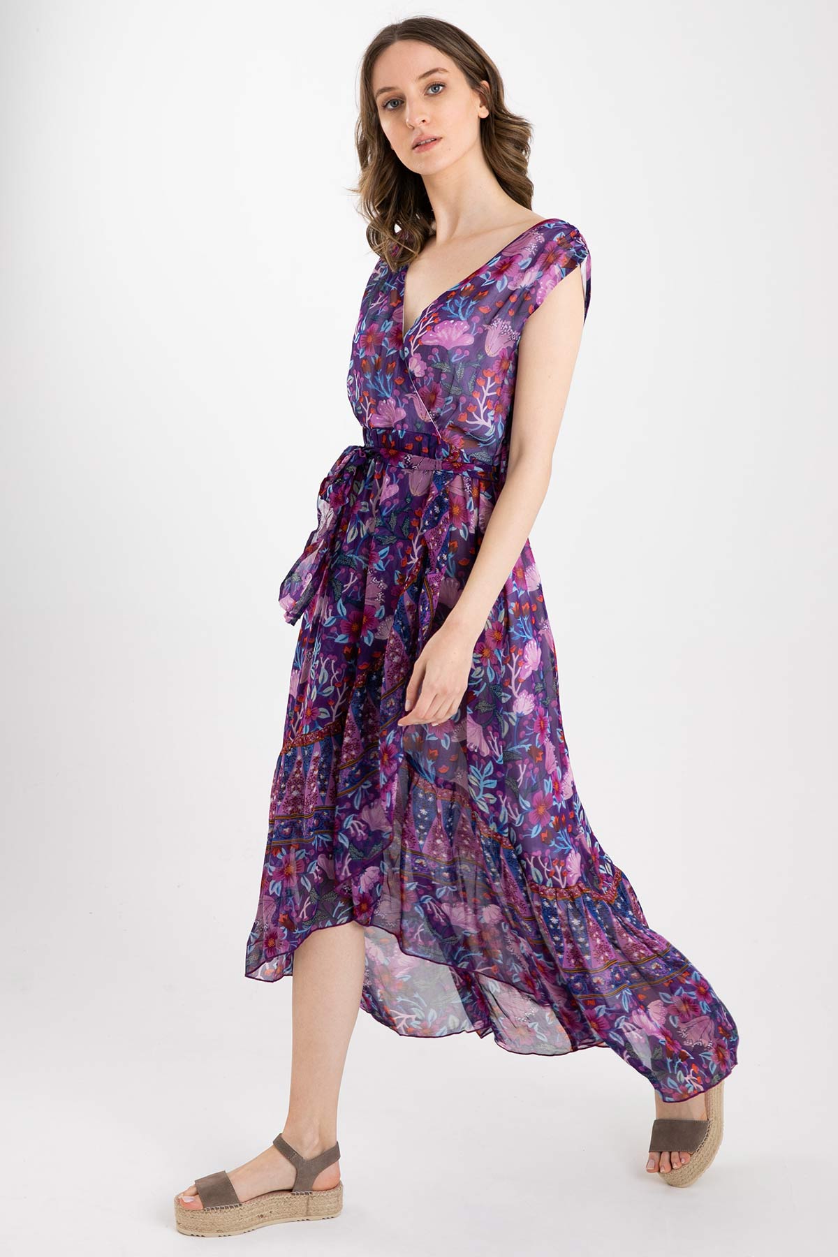 Rene Derhy Belden Kuşaklı Kruvaze Elbise-Libas Trendy Fashion Store