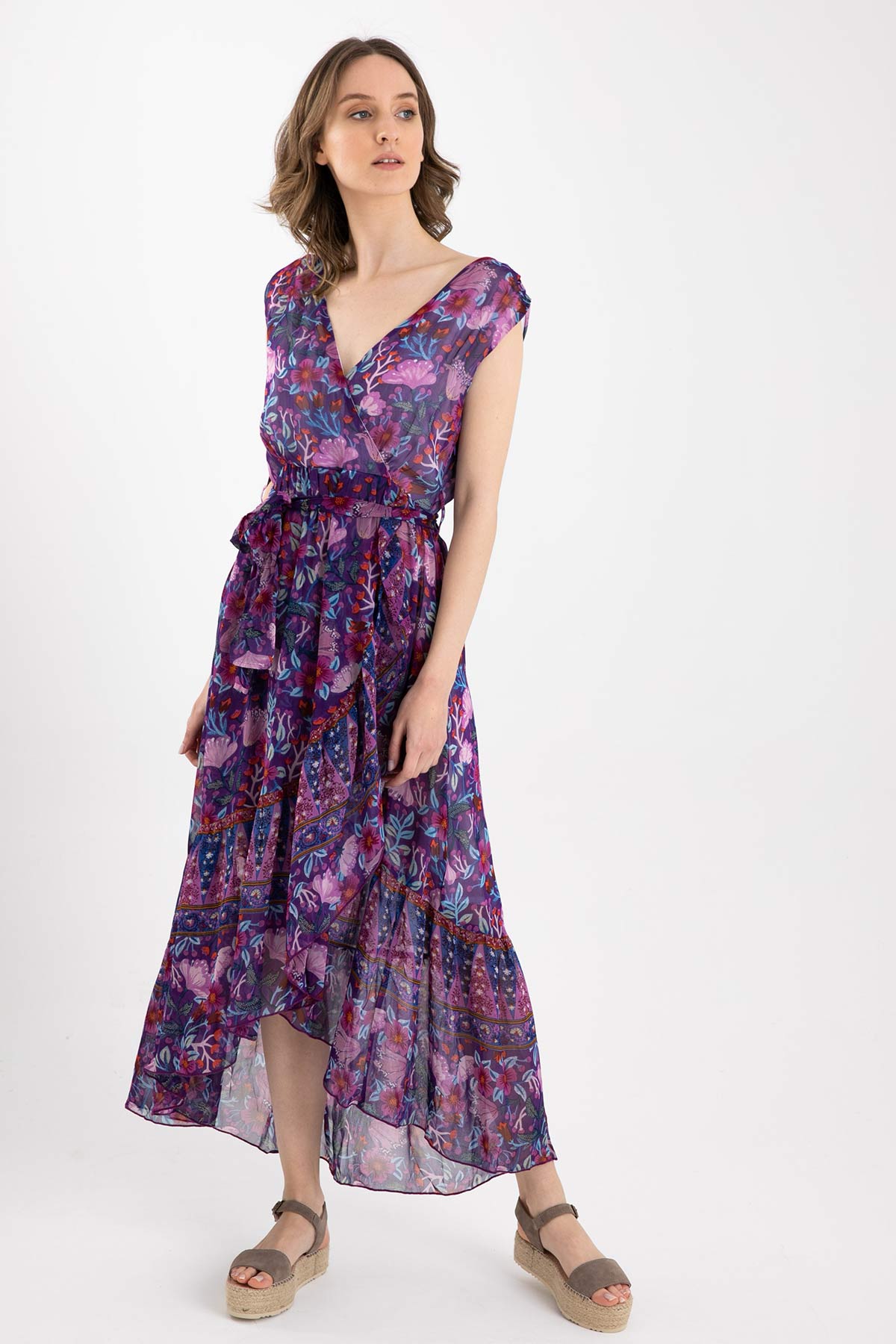 Rene Derhy Belden Kuşaklı Kruvaze Elbise-Libas Trendy Fashion Store