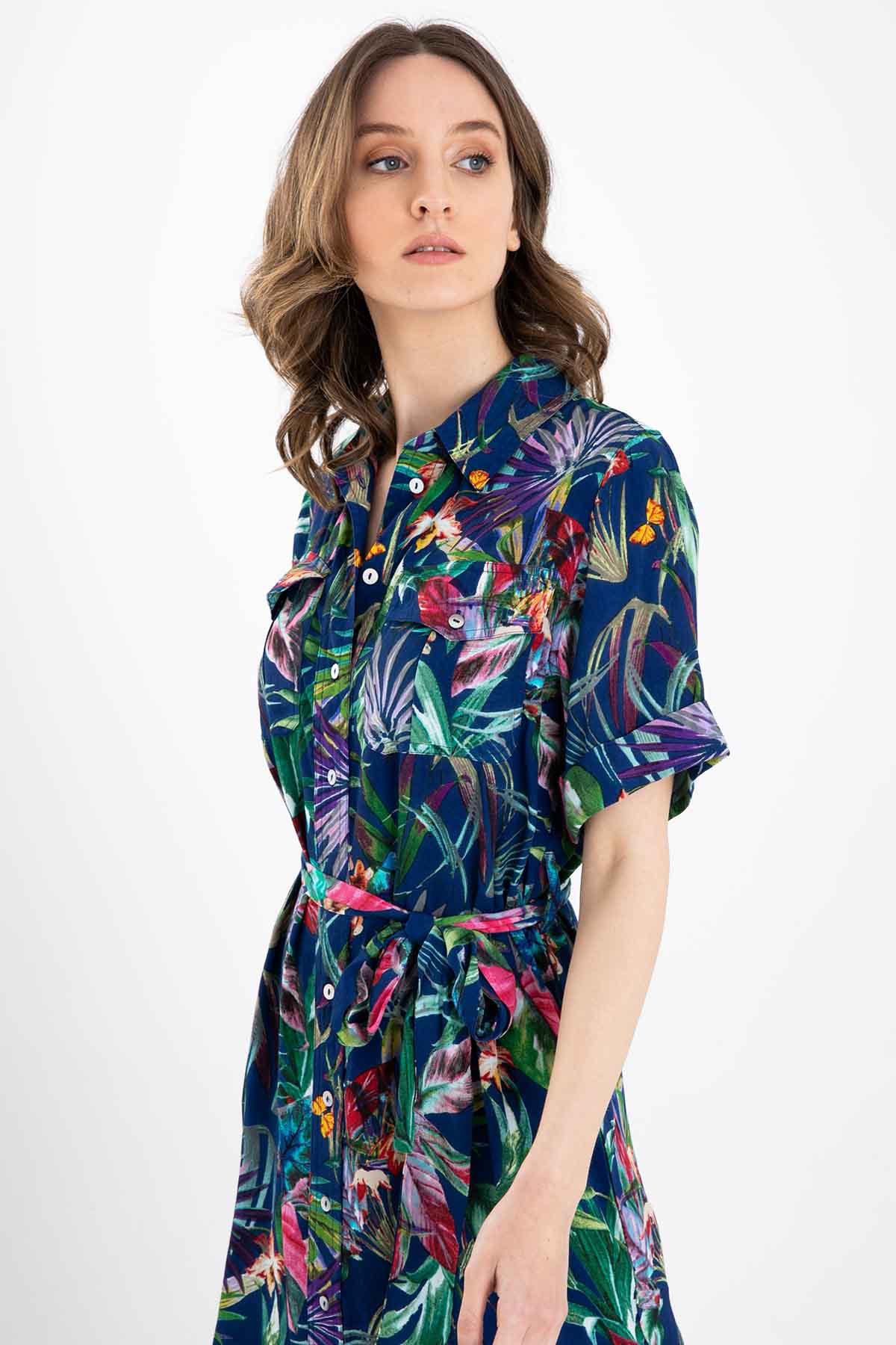 Rene Derhy Floral Desenli Midi Elbise-Libas Trendy Fashion Store
