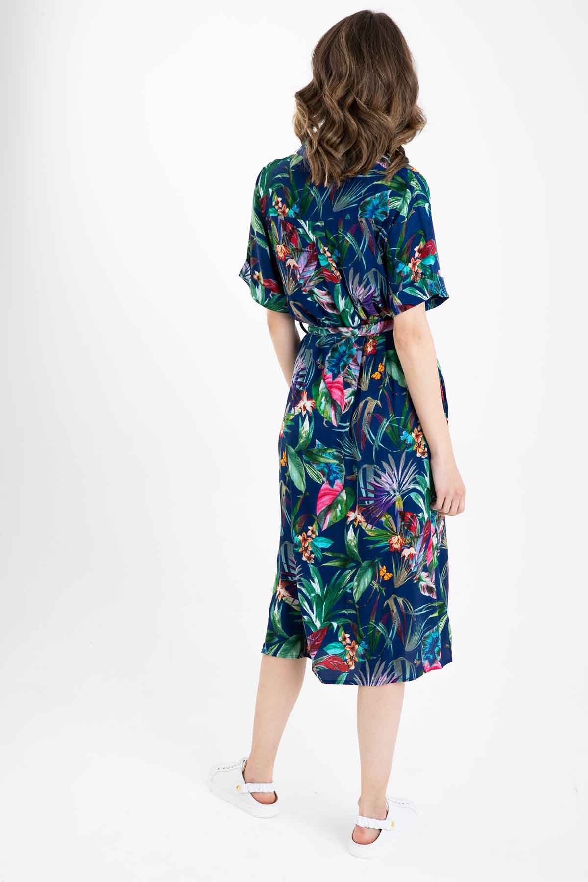 Rene Derhy Floral Desenli Midi Elbise-Libas Trendy Fashion Store