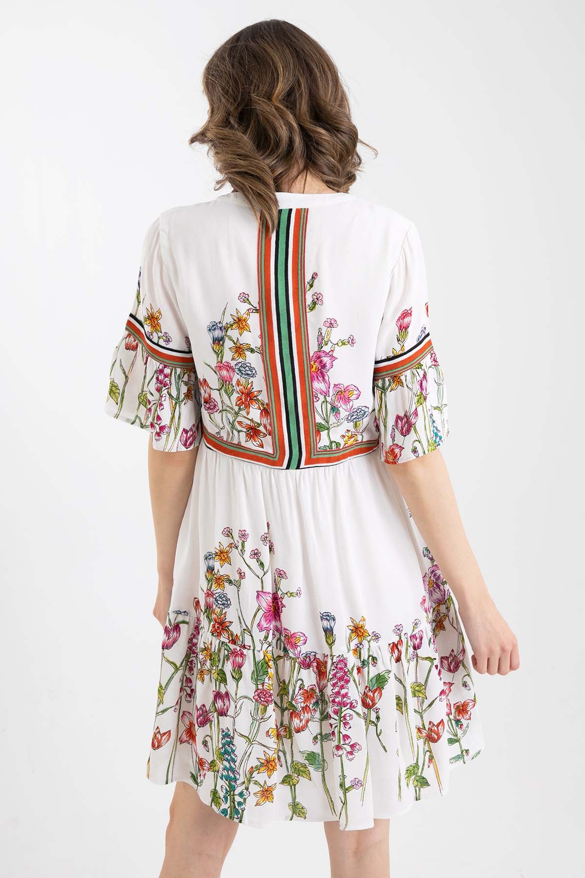 Rene Derhy Çiçek Desenli Diz Üstü Elbise-Libas Trendy Fashion Store