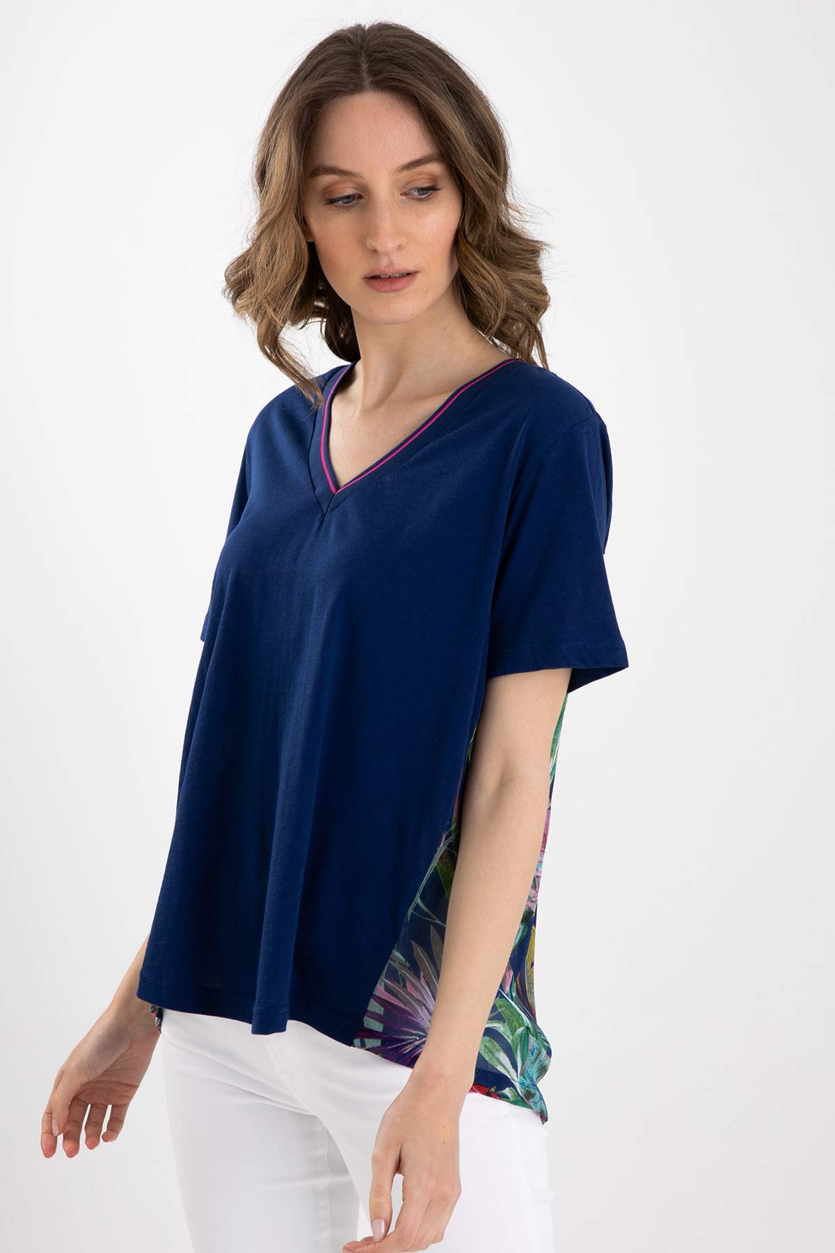 Rene Derhy V Yaka Kısa Kollu T-shirt-Libas Trendy Fashion Store